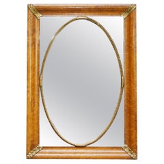 Stunning 19th Century Burr Walnut French Mirror with Giltwood Decoration