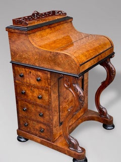 Stunning 19th Century Burr Walnut Pop Up Davenport Desk