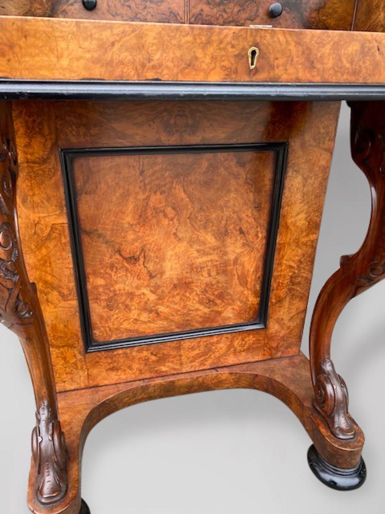 Hand-Crafted Stunning 19th Century Burr Walnut Pop Up Davenport Desk