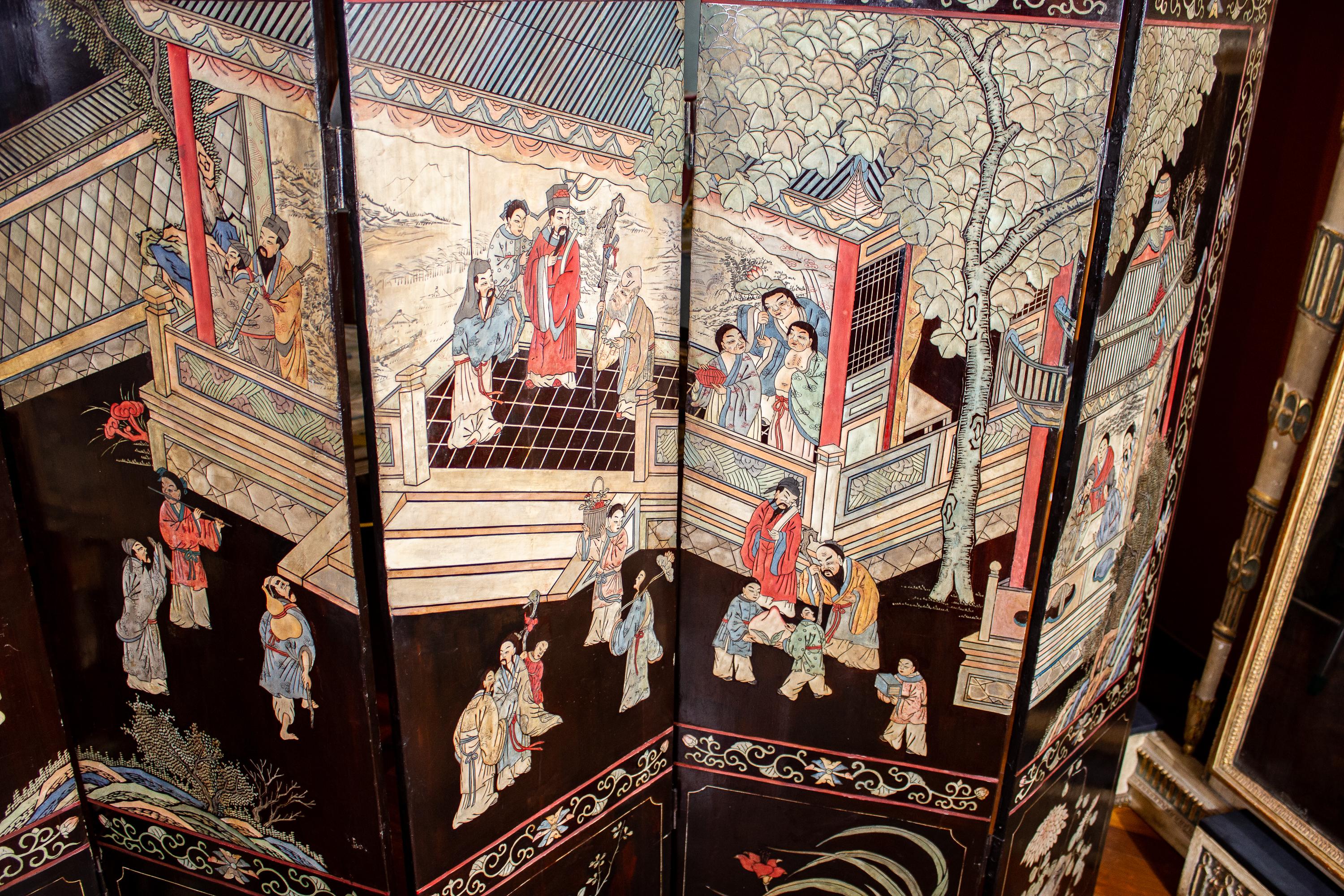 Stunning 19th Century Chinese Coromandel Screen In Good Condition In Rome, IT