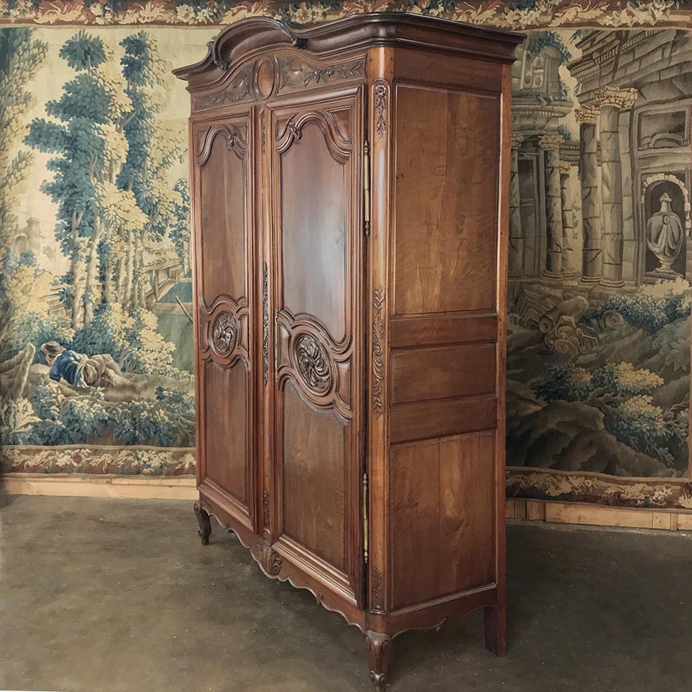 Louis XIV Stunning 19th Century Country French Solid Walnut Armoire