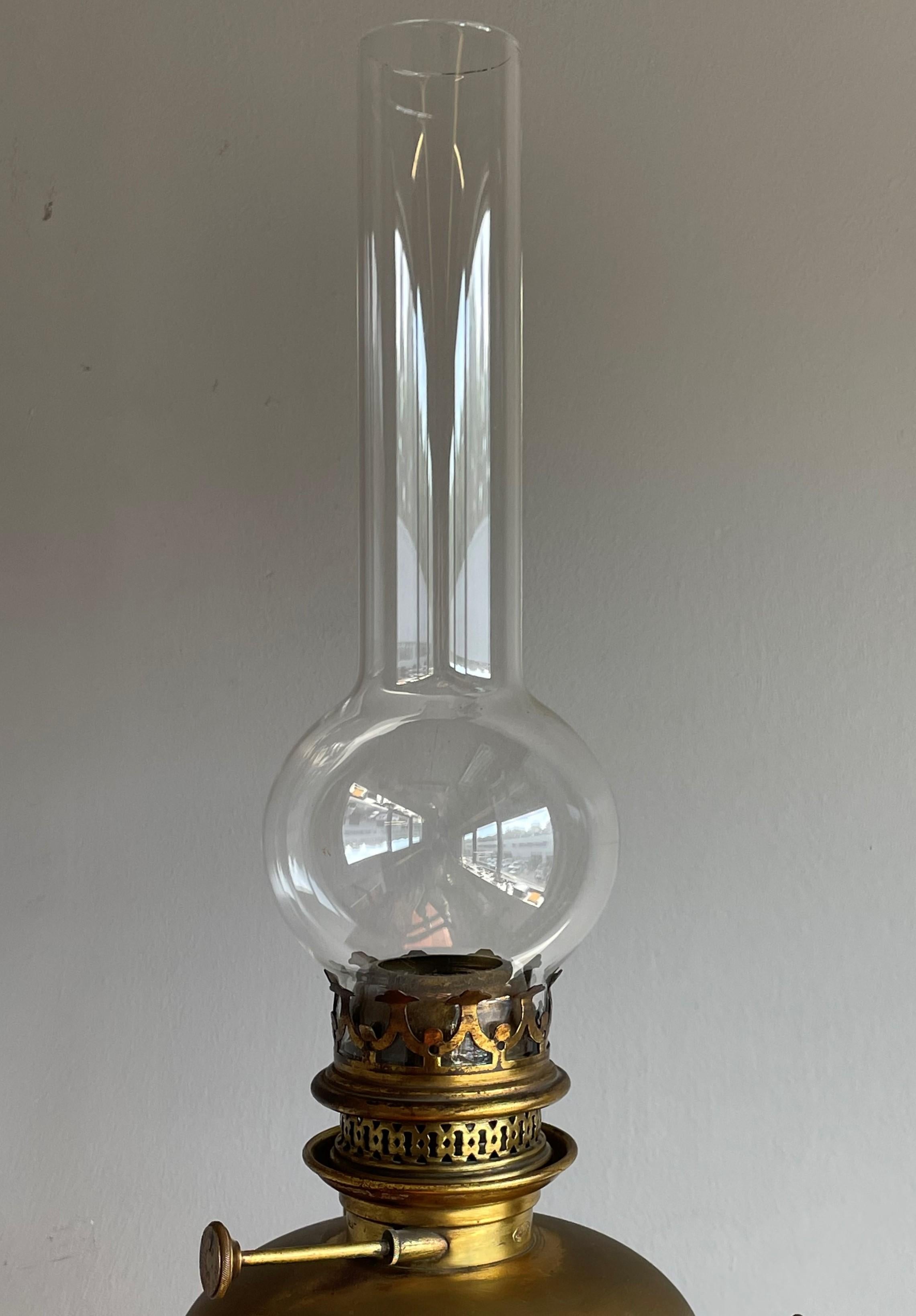 Stunning 19th Century Empire Revival Bronze & Glass Oil Floor Lamp By H. Luppens For Sale 5
