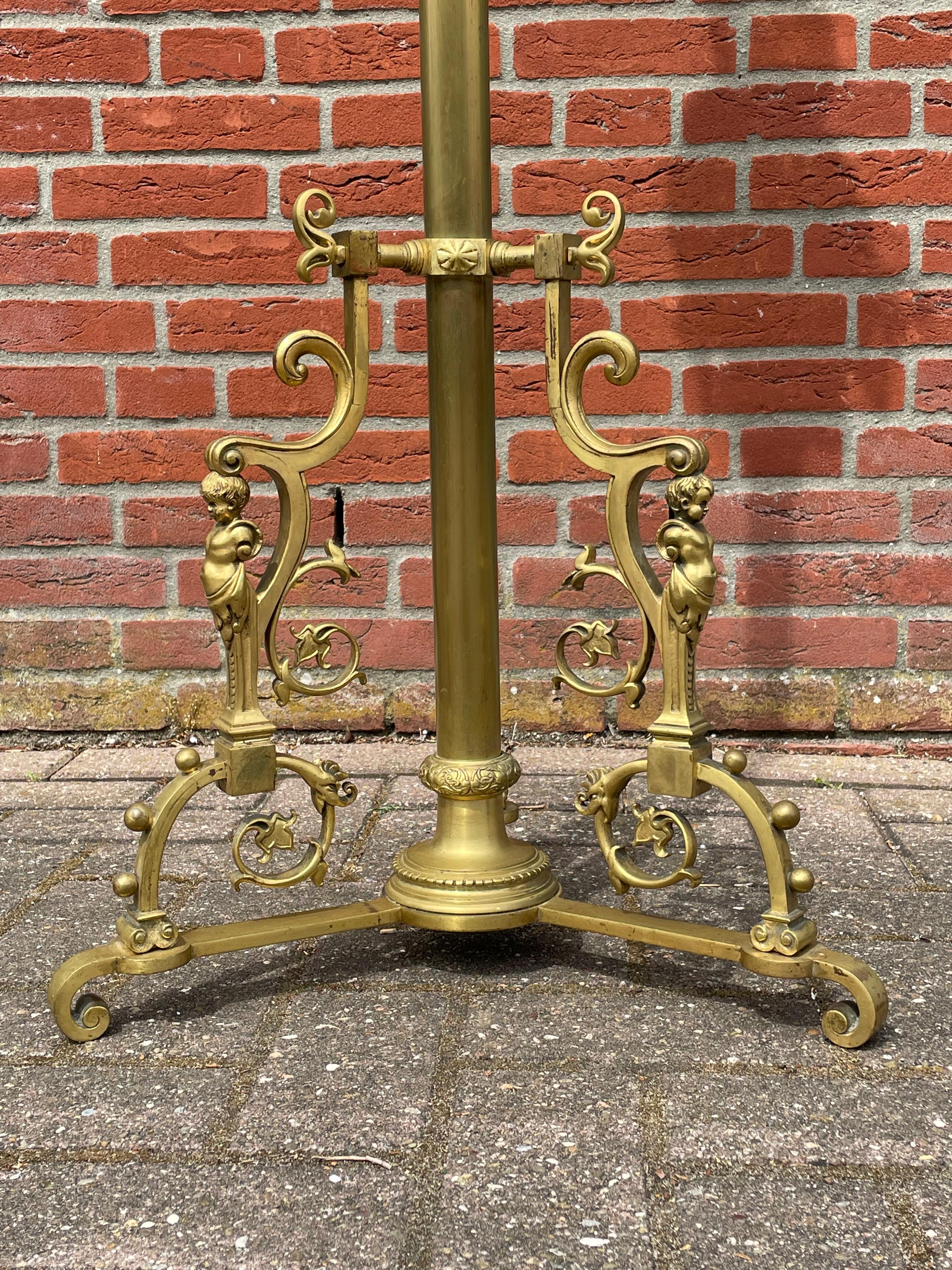 Stunning 19th Century Empire Revival Bronze & Glass Oil Floor Lamp By H. Luppens For Sale 7