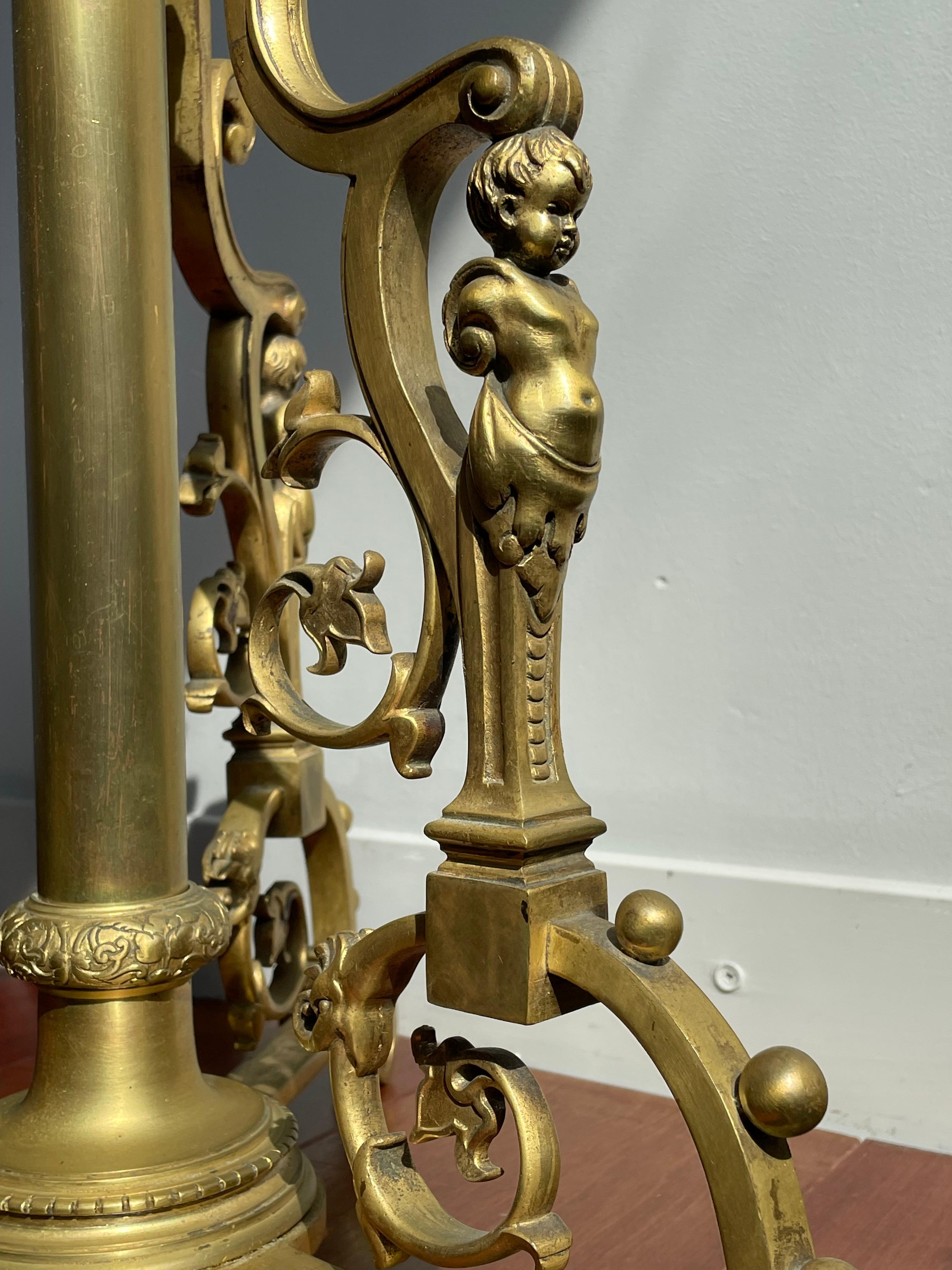 Belgian Stunning 19th Century Empire Revival Bronze & Glass Oil Floor Lamp By H. Luppens For Sale