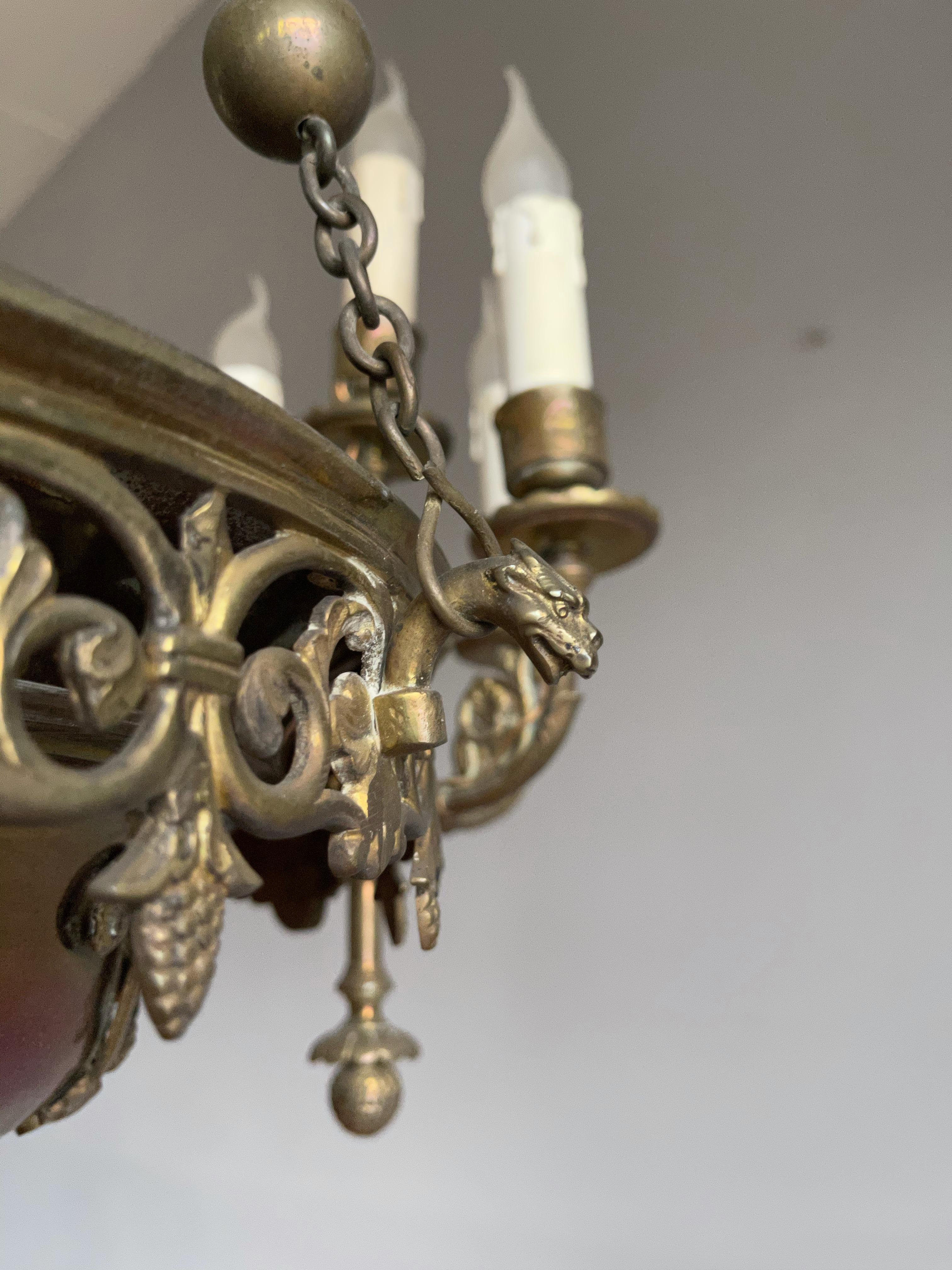 Stunning 19th Century Fine Bronze Gothic Revival 12-Light Chandelier / Pendant 2