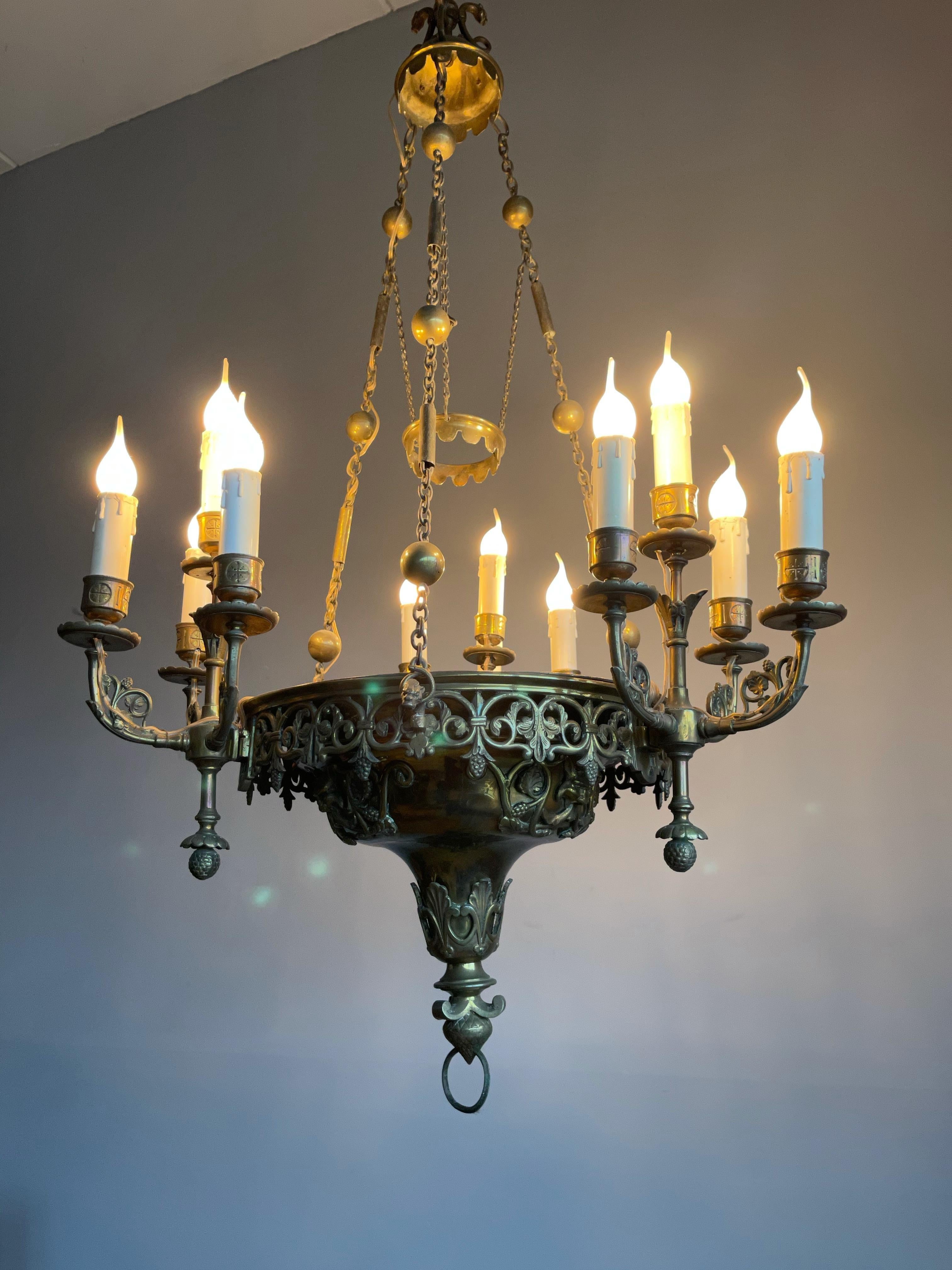 Handcrafted and truly beautiful Gothic chandelier that can also be used for candles.

In antiques it often is the case that the older a piece is, the better the quality and the details. This pre 1900s, rare and highly decorative Gothic style