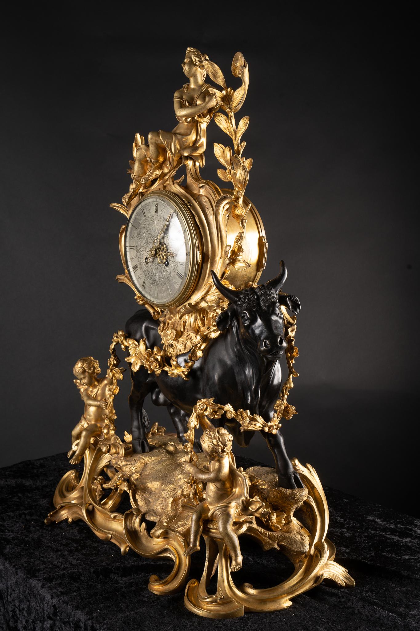 XIXe siècle Superbe horloge française Louis XV du 19ème siècle en vente