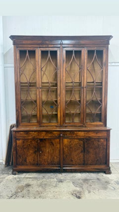 Stunning 19th century French neo gothic walnut and elm bookcase