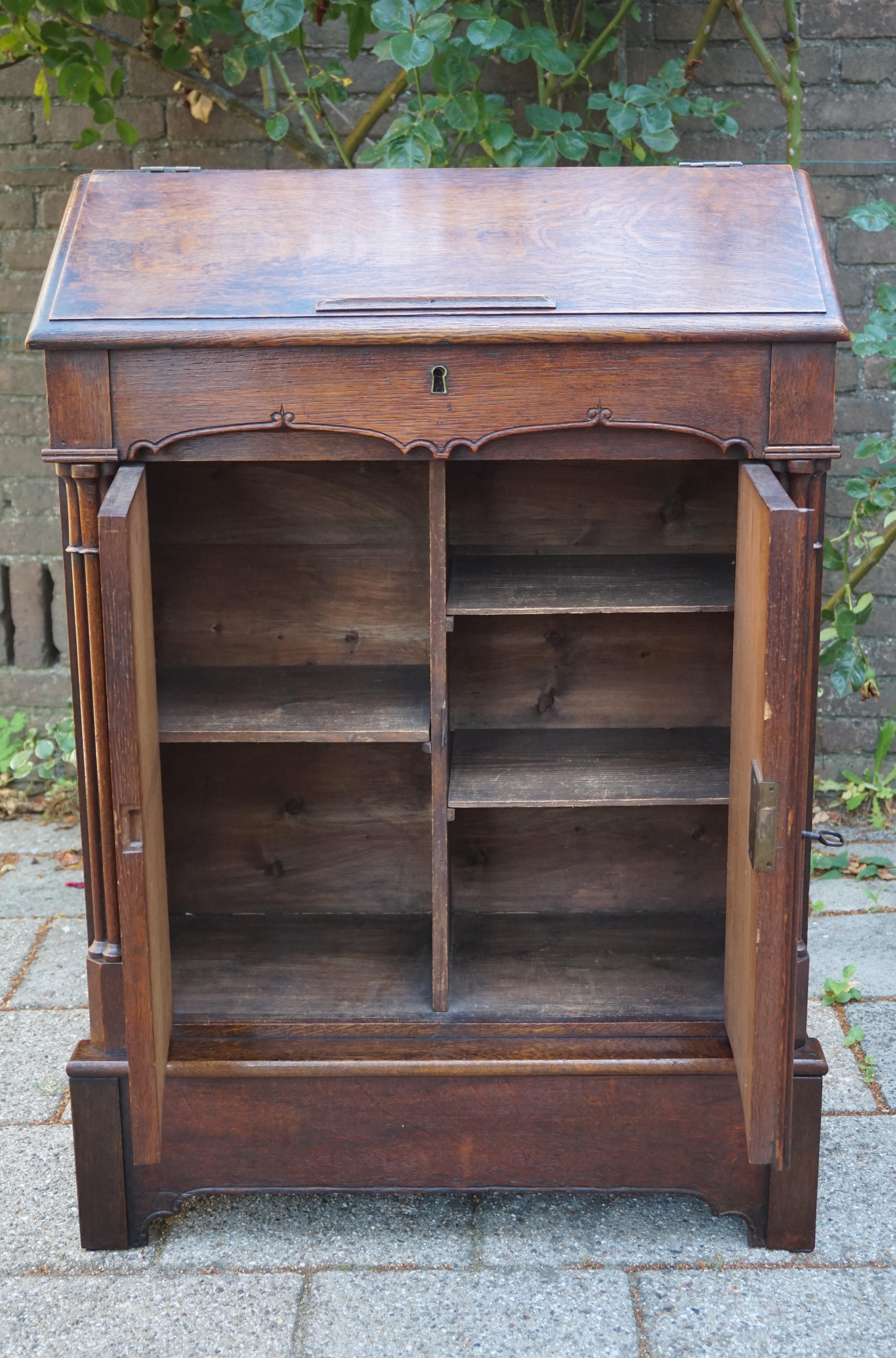 19th Century Gothic Revival Lectern Cabinet with Church Window like Doors 5