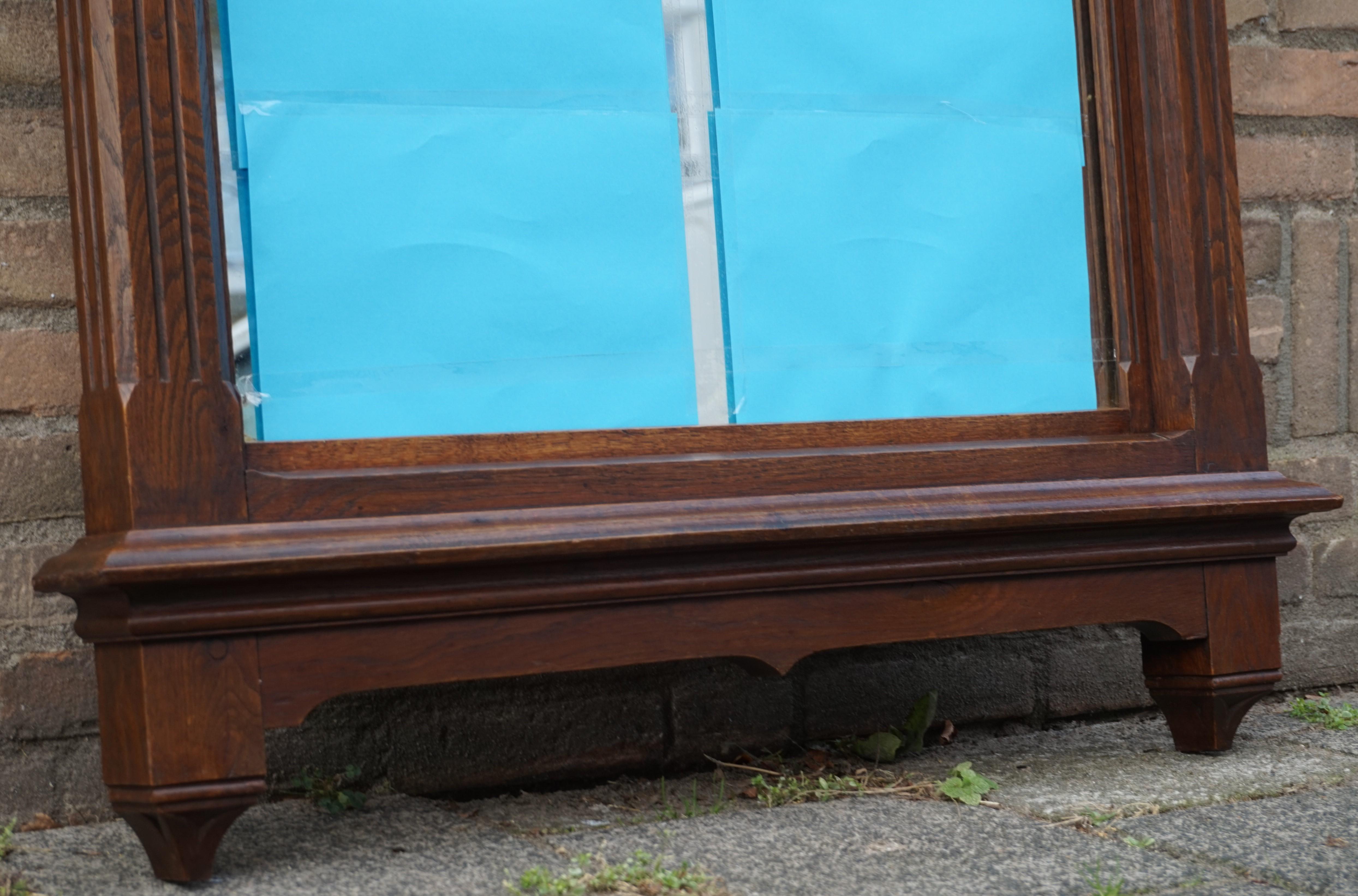 Large and Stunning 19th Century Hand Carved Gothic Revival Wall & Mantel Mirror For Sale 12