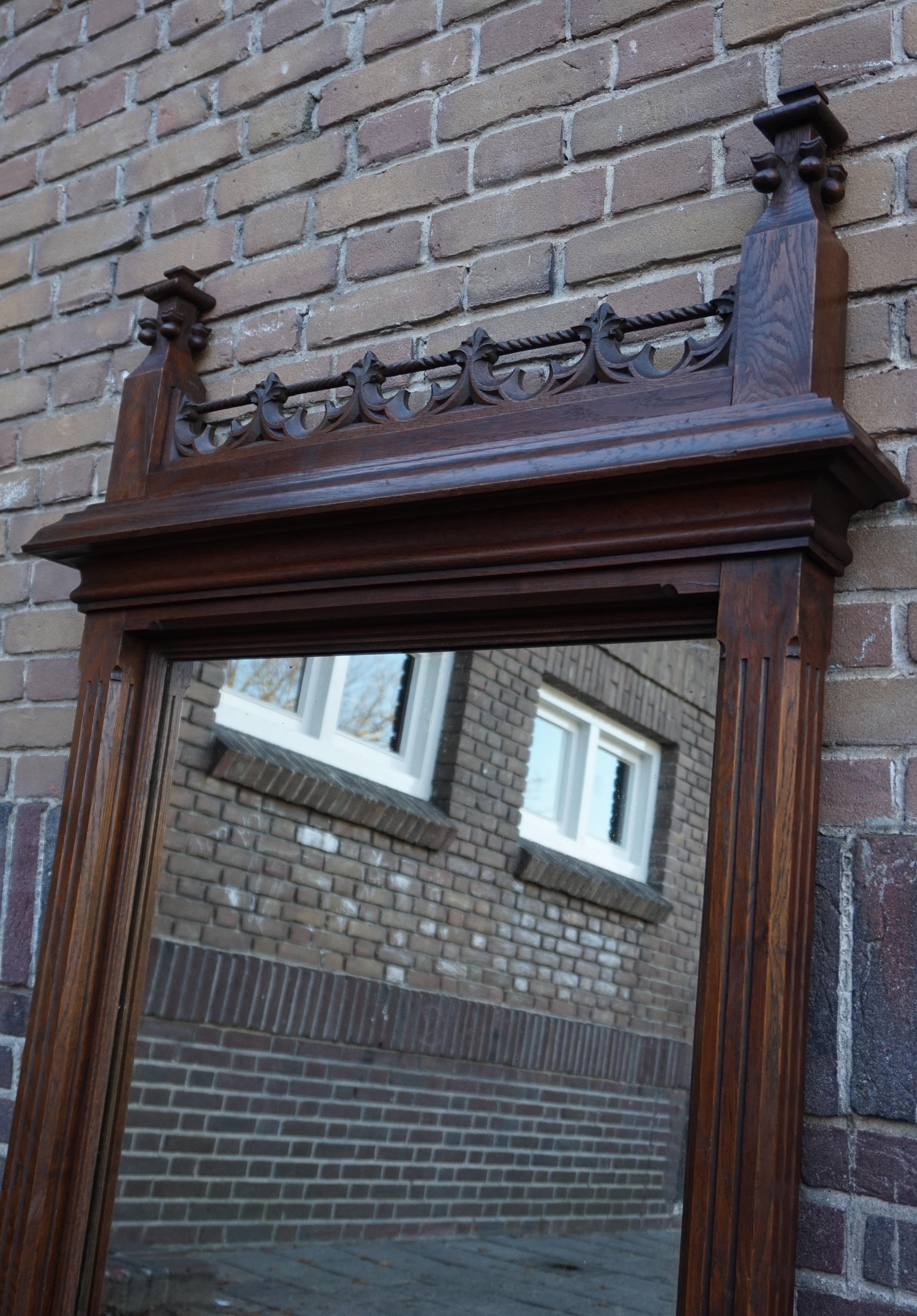 Dutch Large and Stunning 19th Century Hand Carved Gothic Revival Wall & Mantel Mirror