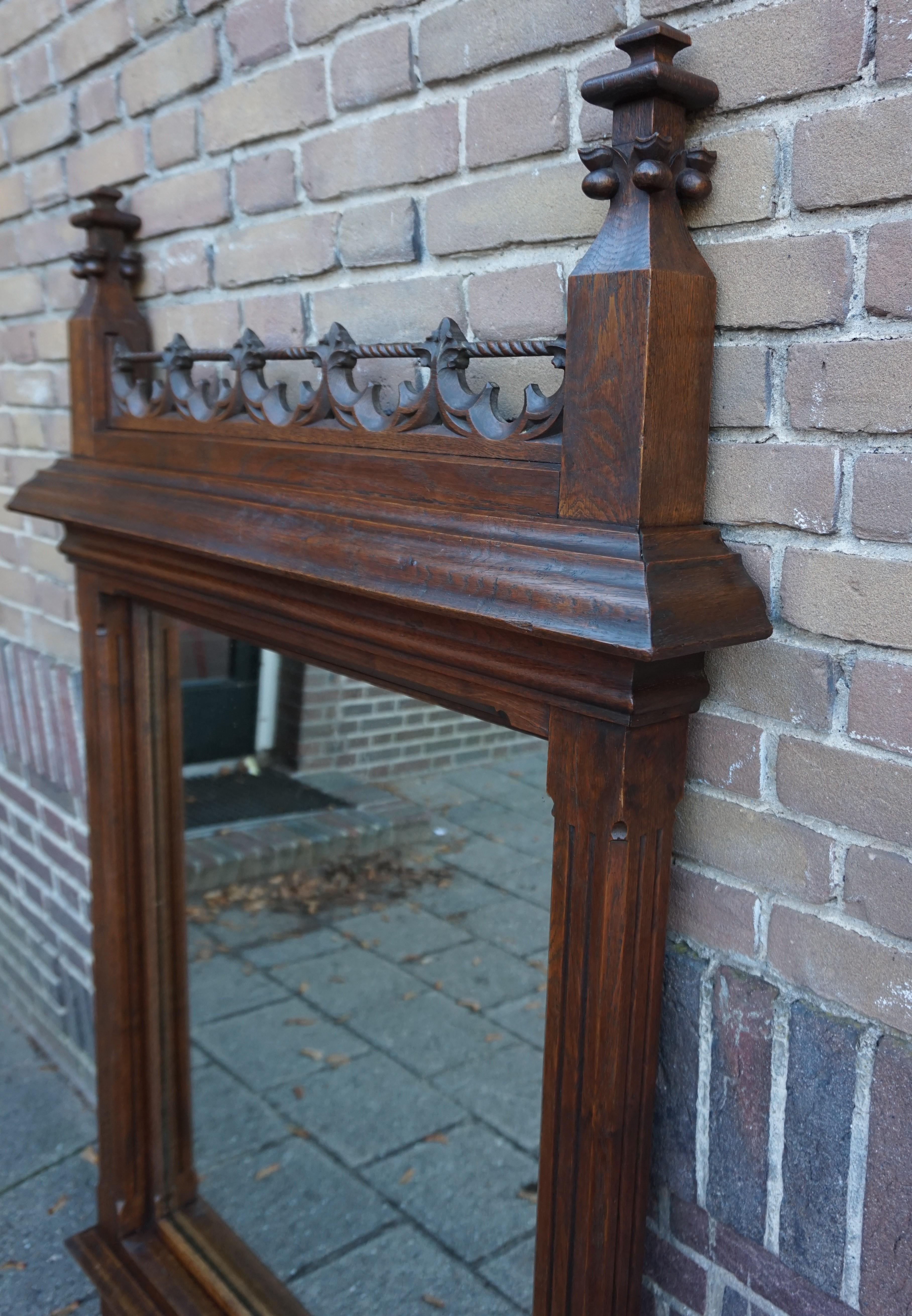 Large and Stunning 19th Century Hand Carved Gothic Revival Wall & Mantel Mirror 6