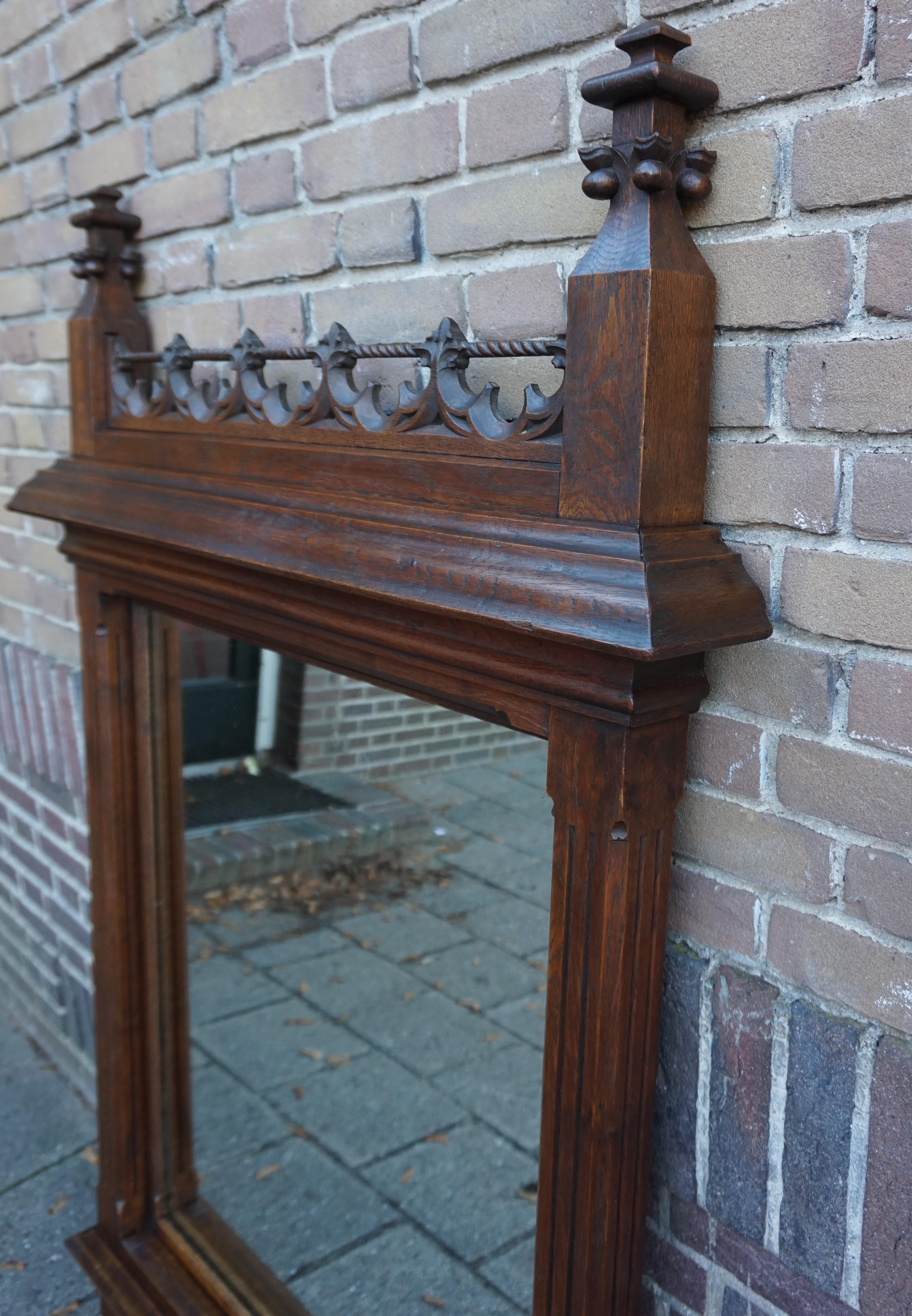 Large and Stunning 19th Century Hand Carved Gothic Revival Wall & Mantel Mirror For Sale 6