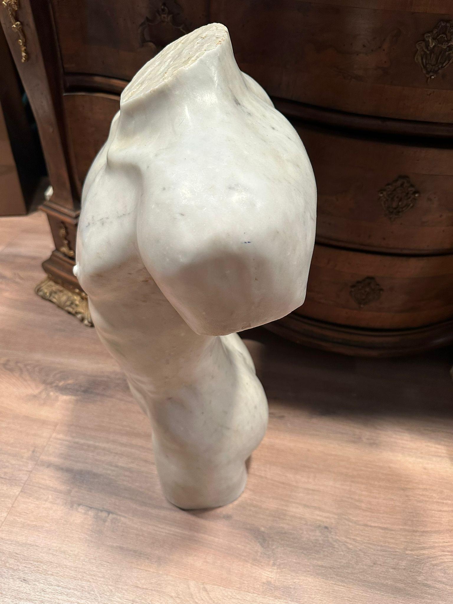 Stupendo torso italiano del XIX secolo in marmo di Carrara H. H.: Totale: 145 cm in vendita 8