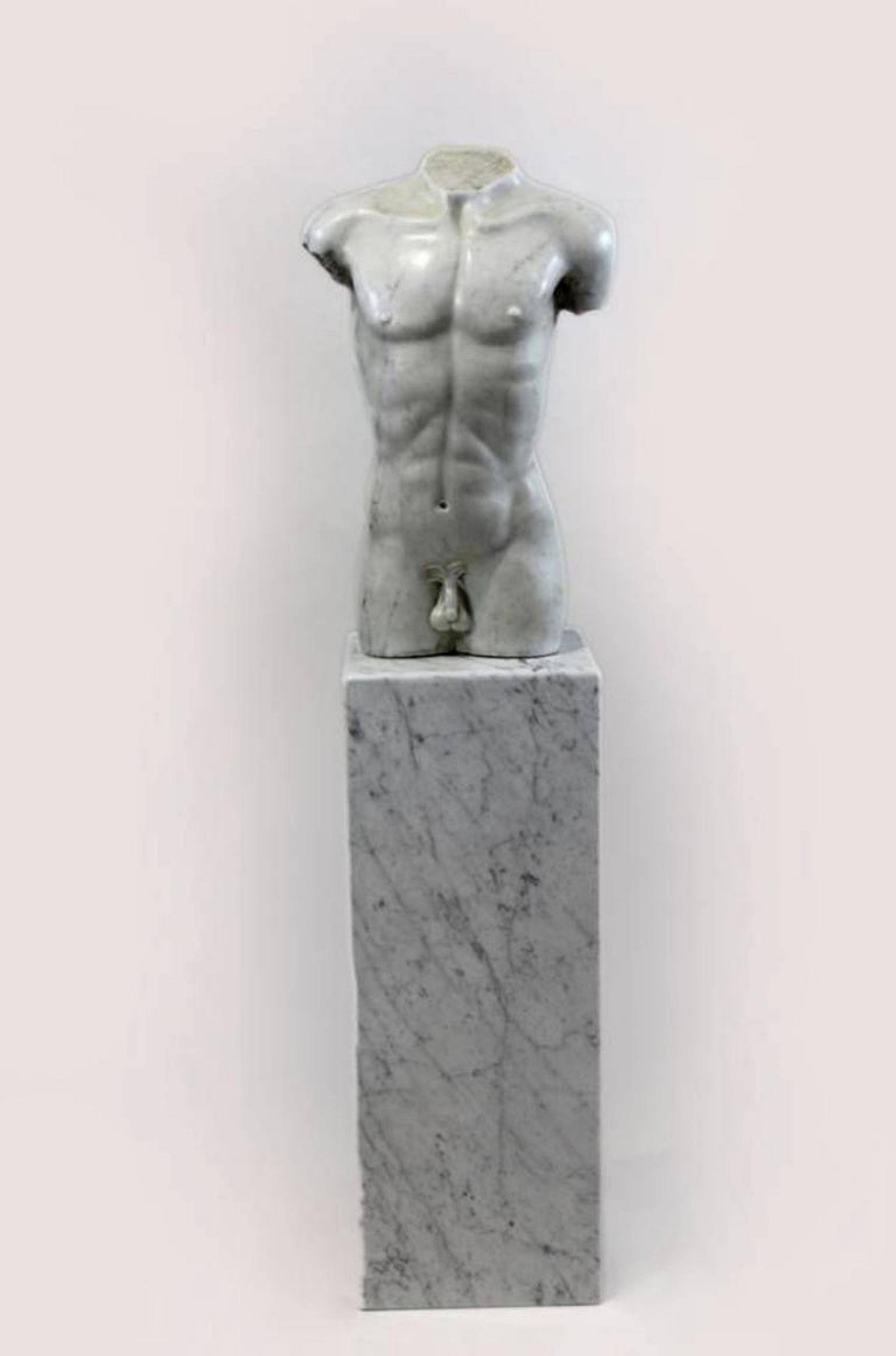 Stunning 19th Century Italian Torso in Carrara Marble H: Total: 145cm Barroco en venta