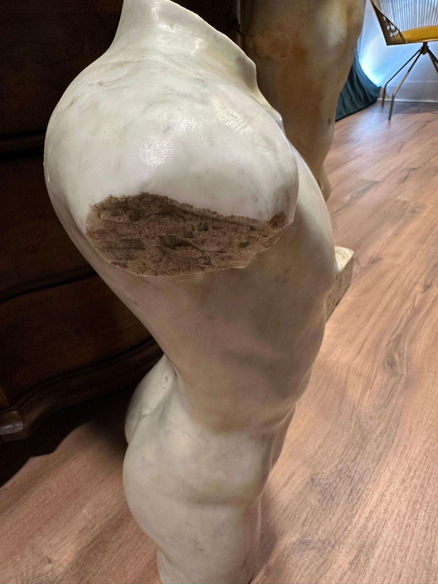 Stupendo torso italiano del XIX secolo in marmo di Carrara H. H.: Totale: 145 cm in vendita 1