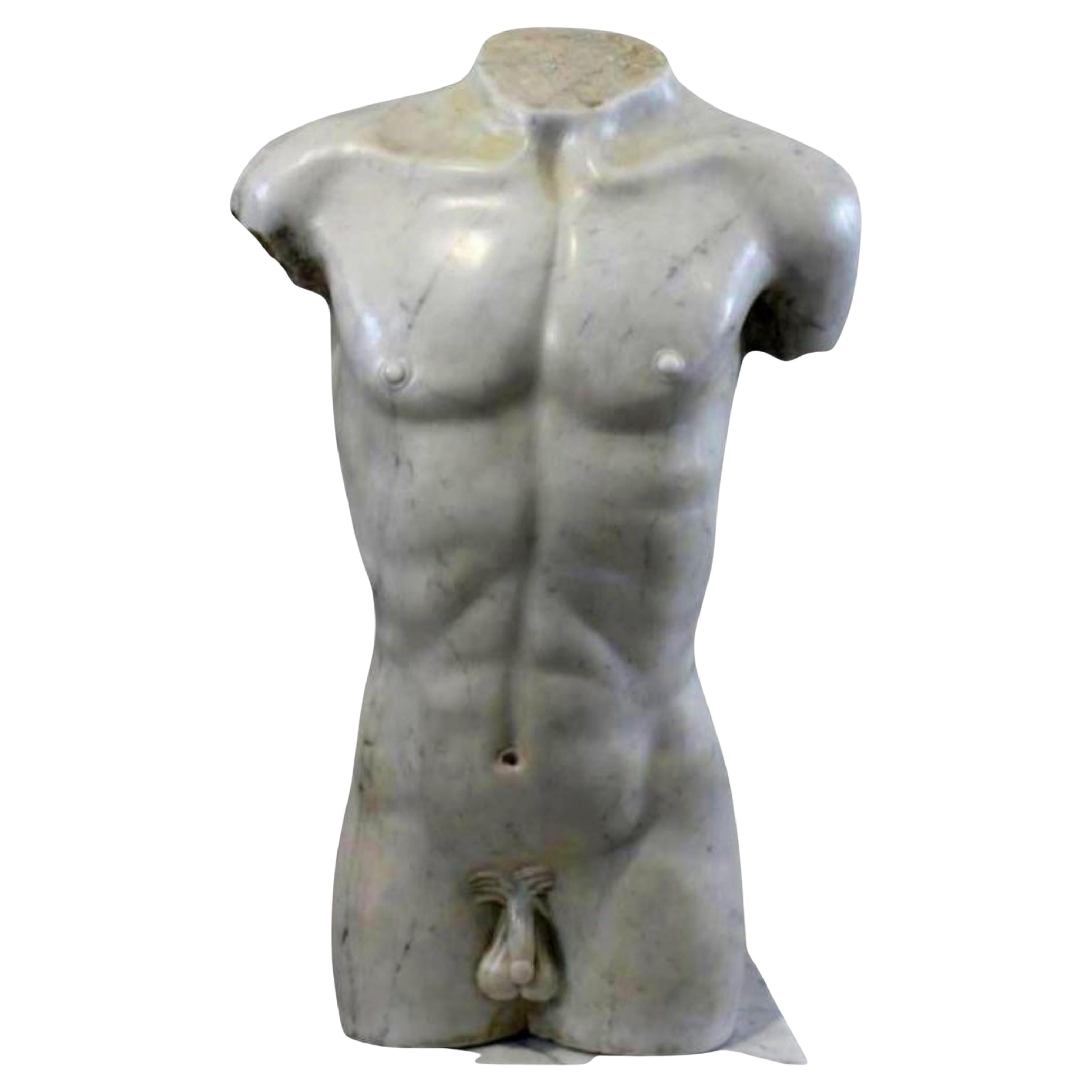 Stupendo torso italiano del XIX secolo in marmo di Carrara H. H.: Totale: 145 cm