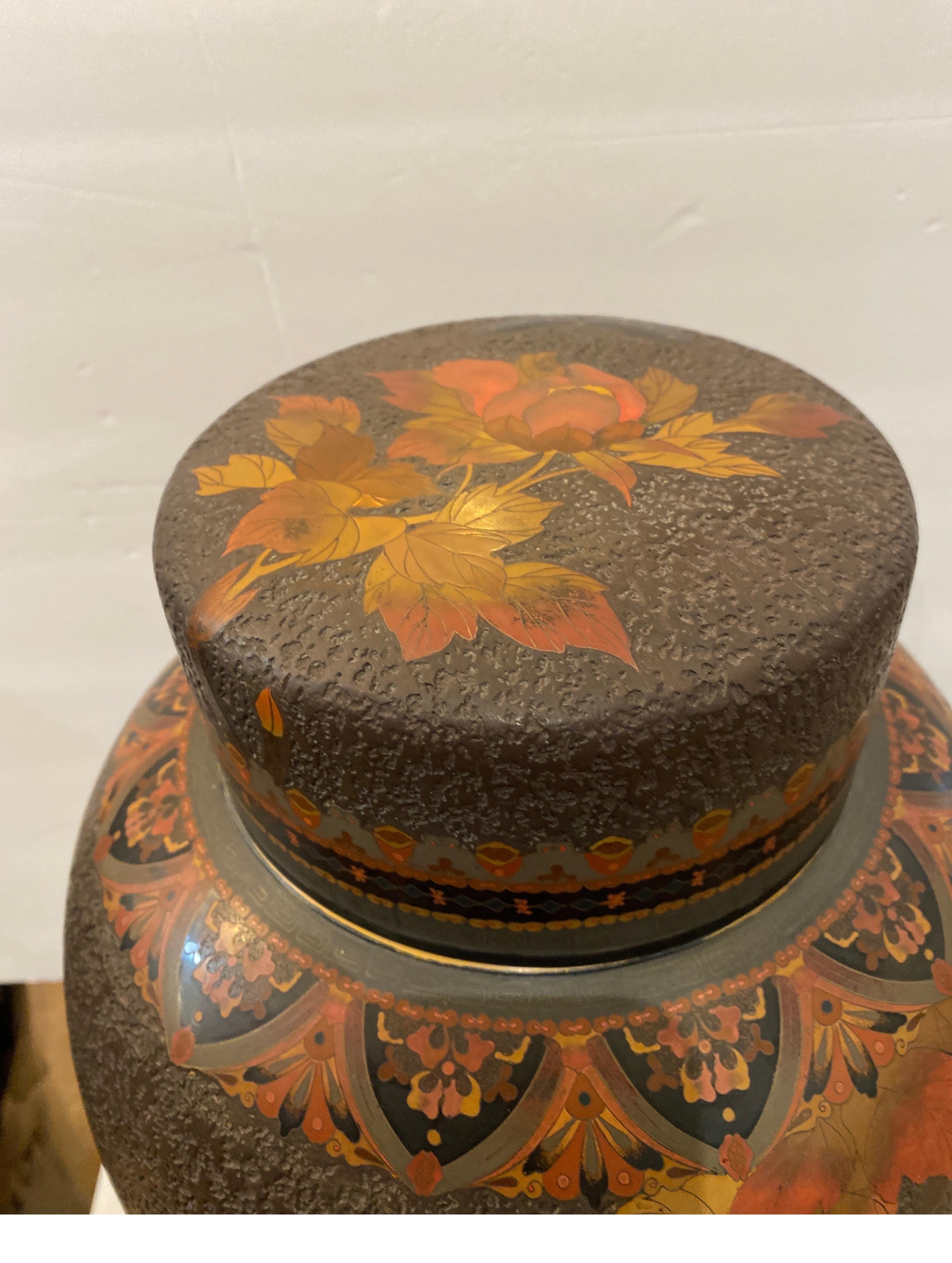 Meiji Stunning 19th Century Japanese Cloisonné over Porcelain Totai Ginger Jar
