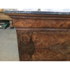 Stunning 19th Century Louis Philippe Walnut and Marble Chest of Drawers