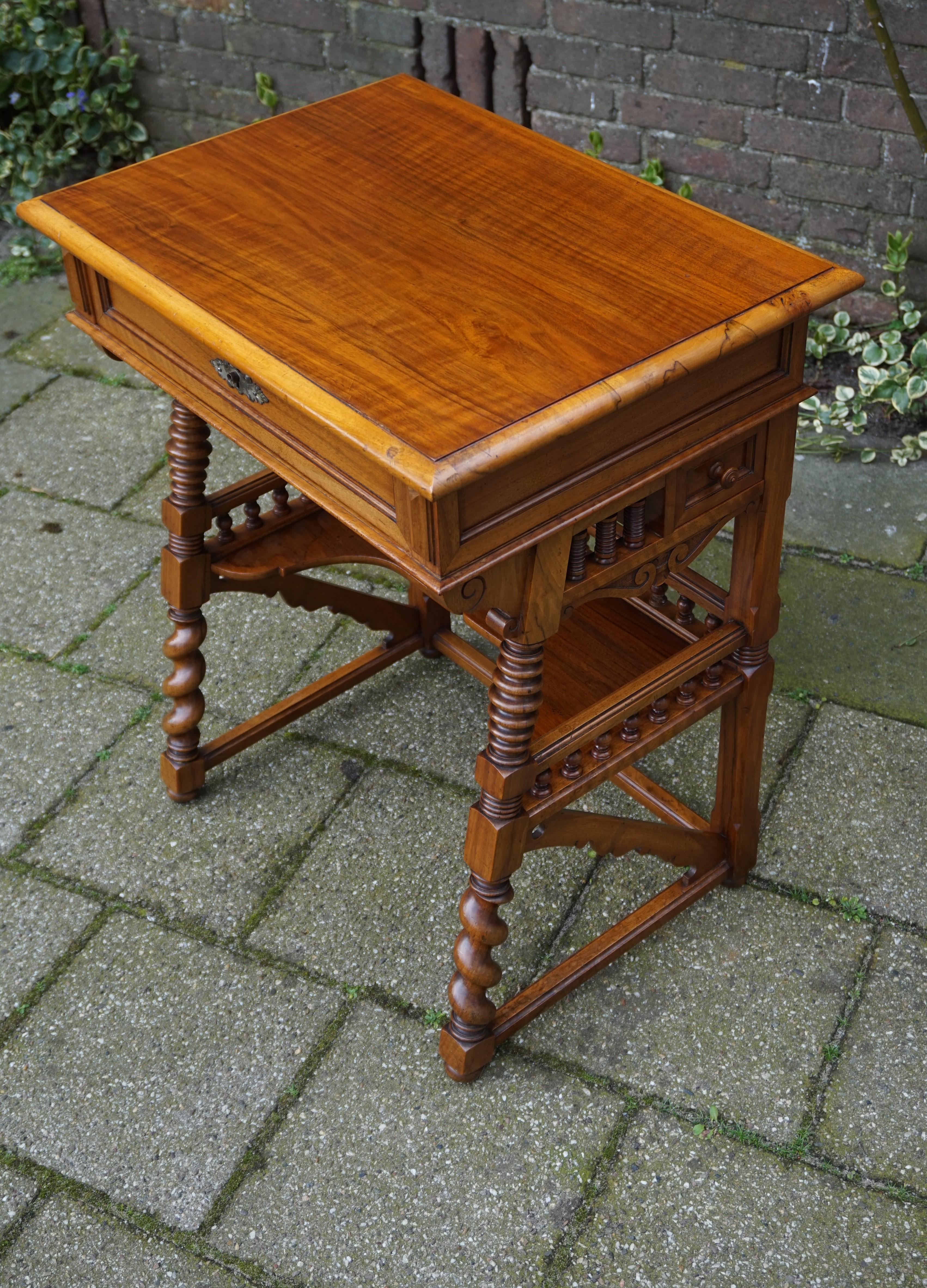 Wonderful, 19th century workmanship table.

If you are looking for a rare design, good quality made, beautiful looking, excellent condition and practical to use small table then this little beauty could be perfect for you. This one of kind antique