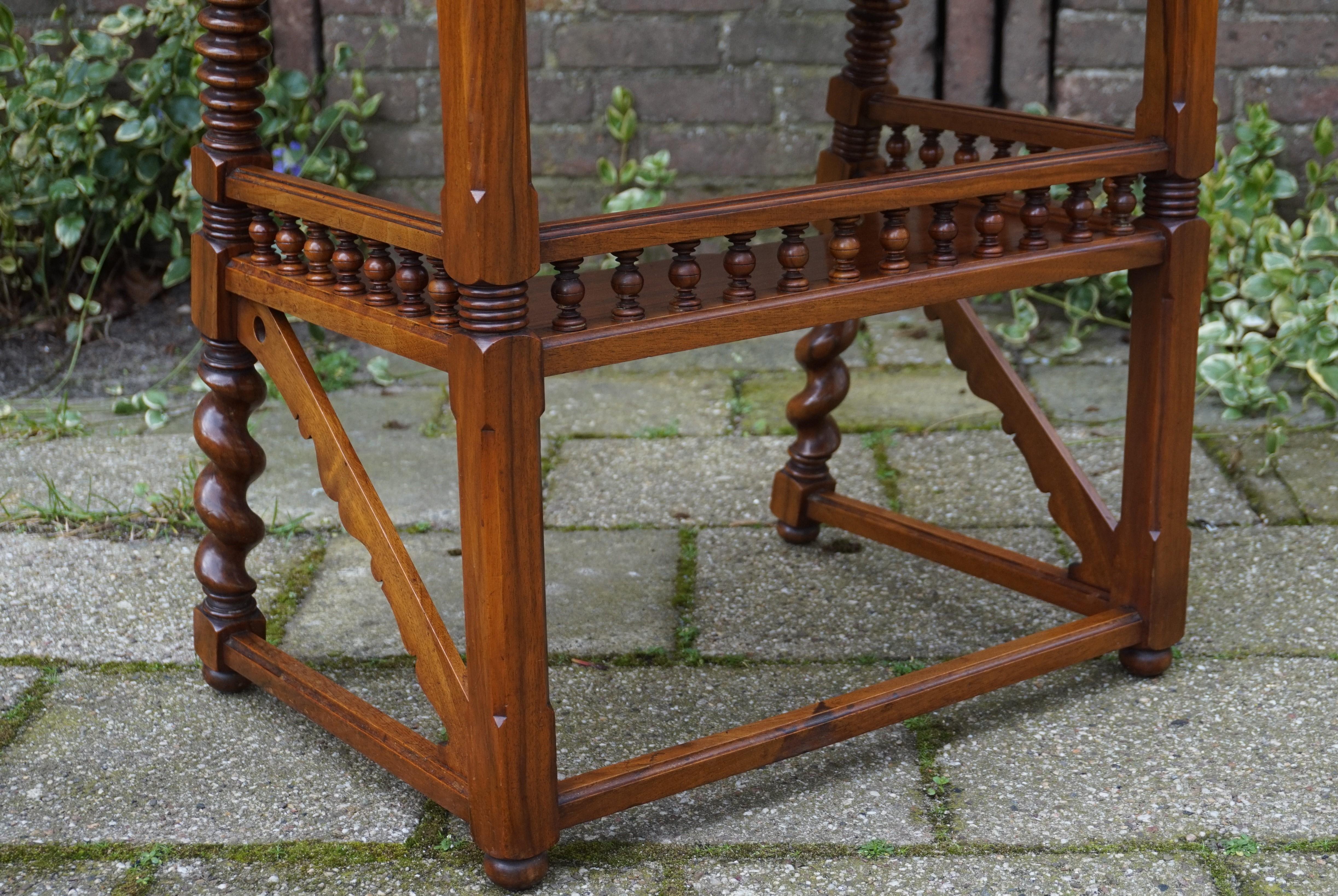 Brass Stunning Nutwood Side Table or Little Ladies Desk with Drawers and Lock