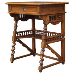 Stunning Nutwood Side Table or Little Ladies Desk with Drawers and Lock