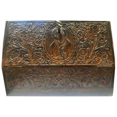 Stunning 19th Century Qajari Wood Carved Paper Filling Box