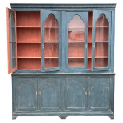 Antique Stunning 19th Century Victorian Period Painted 4 Door Cabinet Bookcase