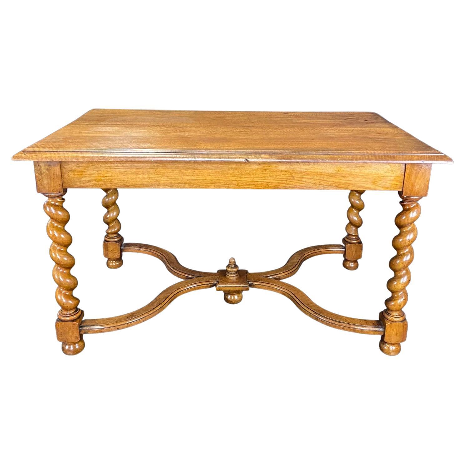 Stunning 19th Century Walnut French Barley Twist Center or Dining