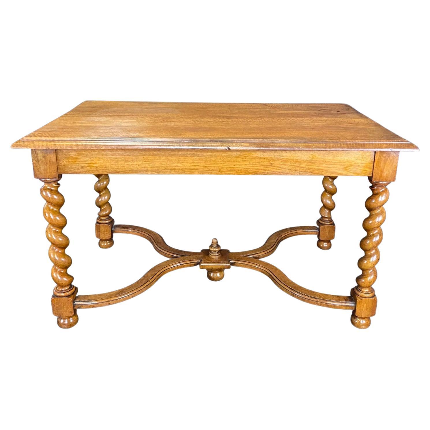 Stunning 19th Century Walnut French Barley Twist Center or Dining Table For Sale