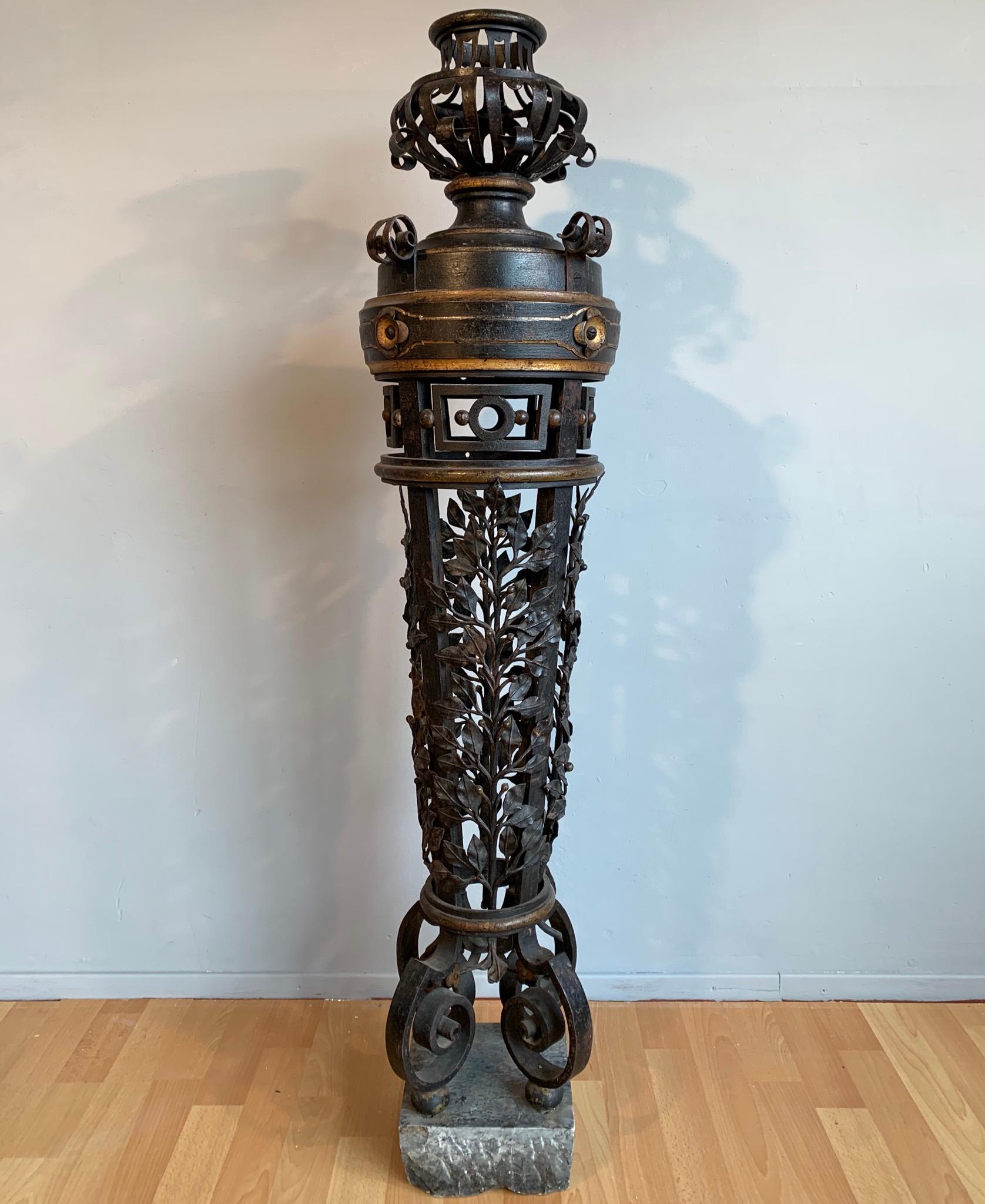Stunning 19th Century Wrought Iron Newel Post Pedestal / Display Stand / Column 4