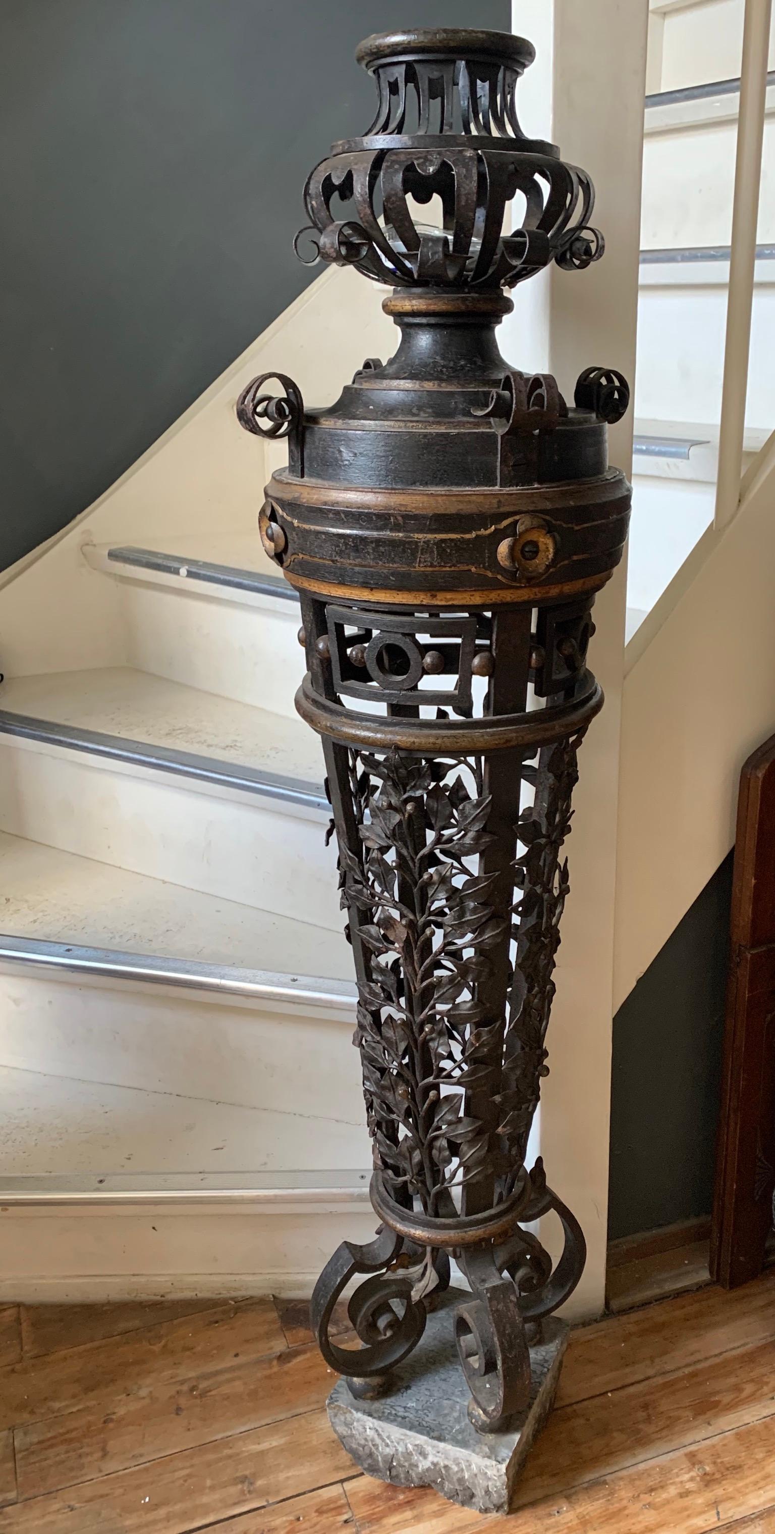 Stunning 19th Century Wrought Iron Newel Post Pedestal / Display Stand / Column 10