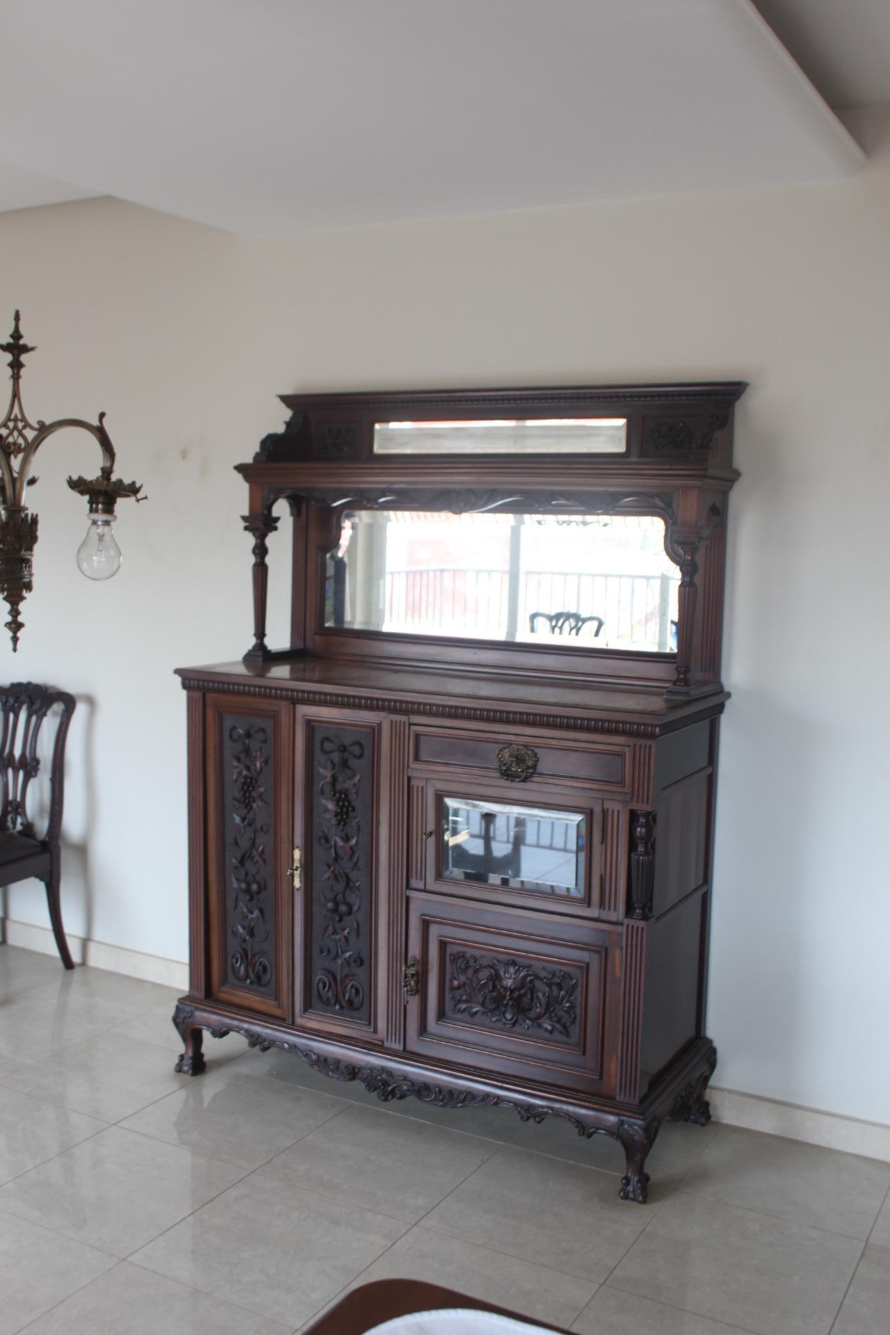  Chippendale Style Ball-Claw Mahogany Display Buffet with Marble, 19th Century For Sale 14