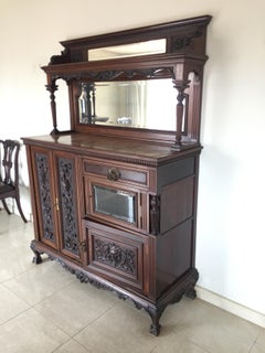 Chippendale Style Ball-Claw Mahogany Display Buffet with Marble, 19th Century