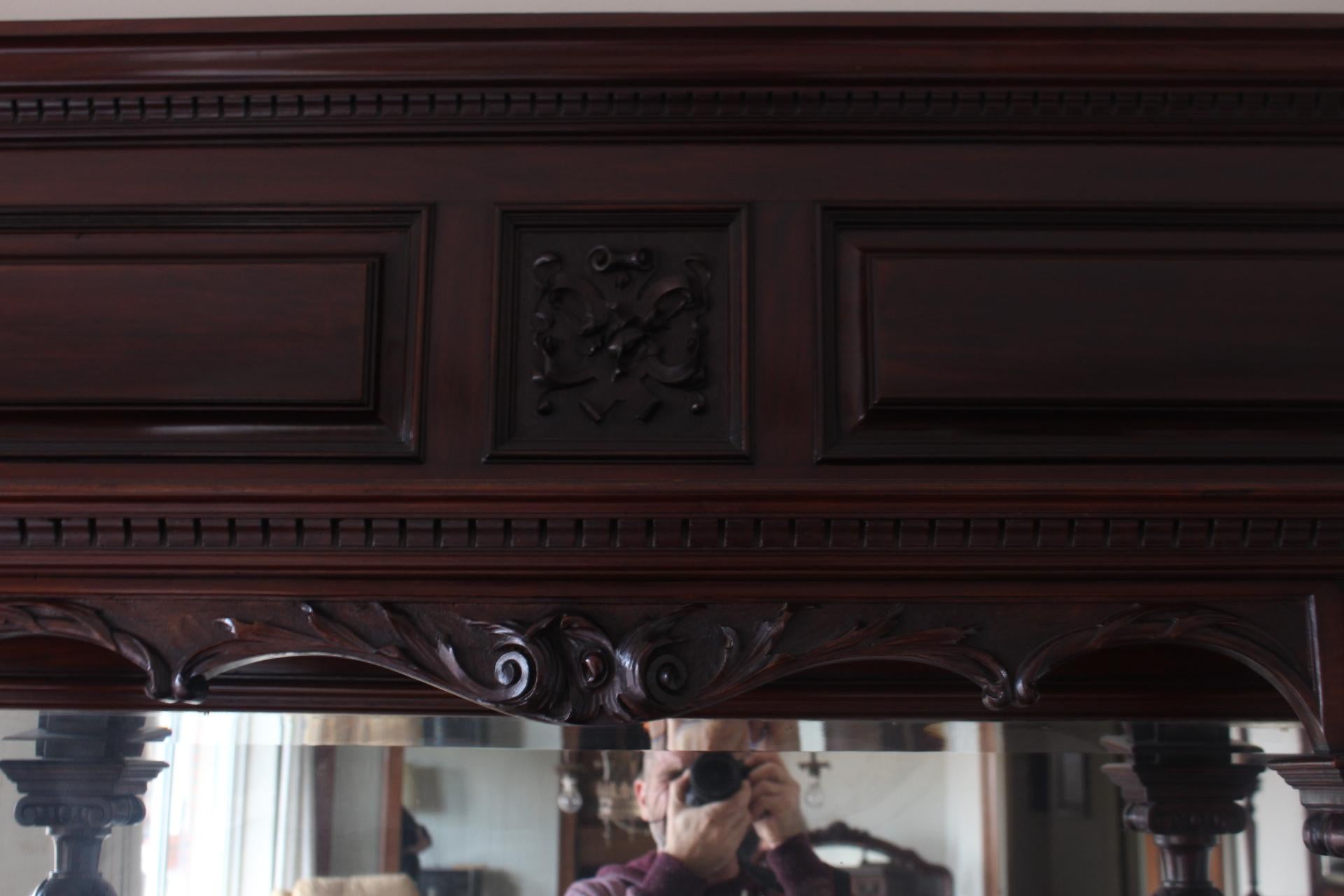 Chippendale Ball-Claw Mahogany Large Buffet with Mirror, 19th Century  For Sale 10