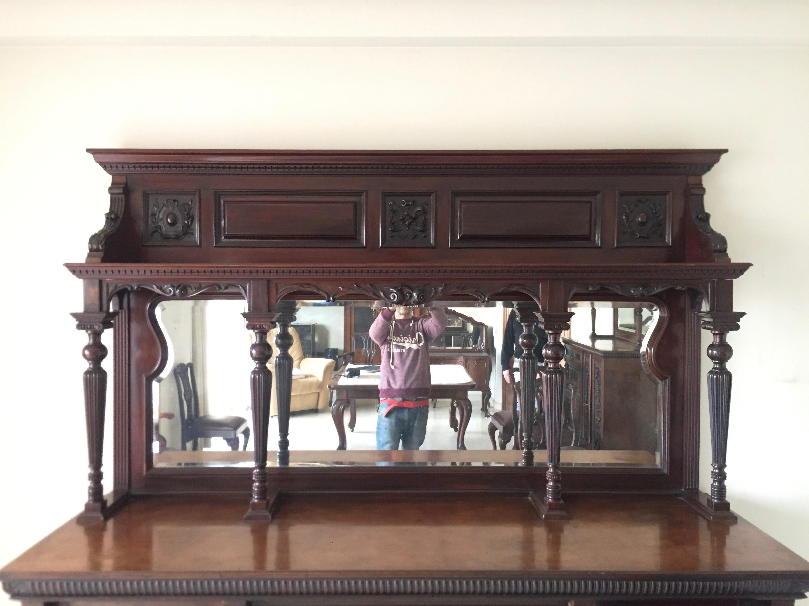 Chippendale Ball-Claw Mahogany Large Buffet with Mirror, 19th Century  For Sale 1