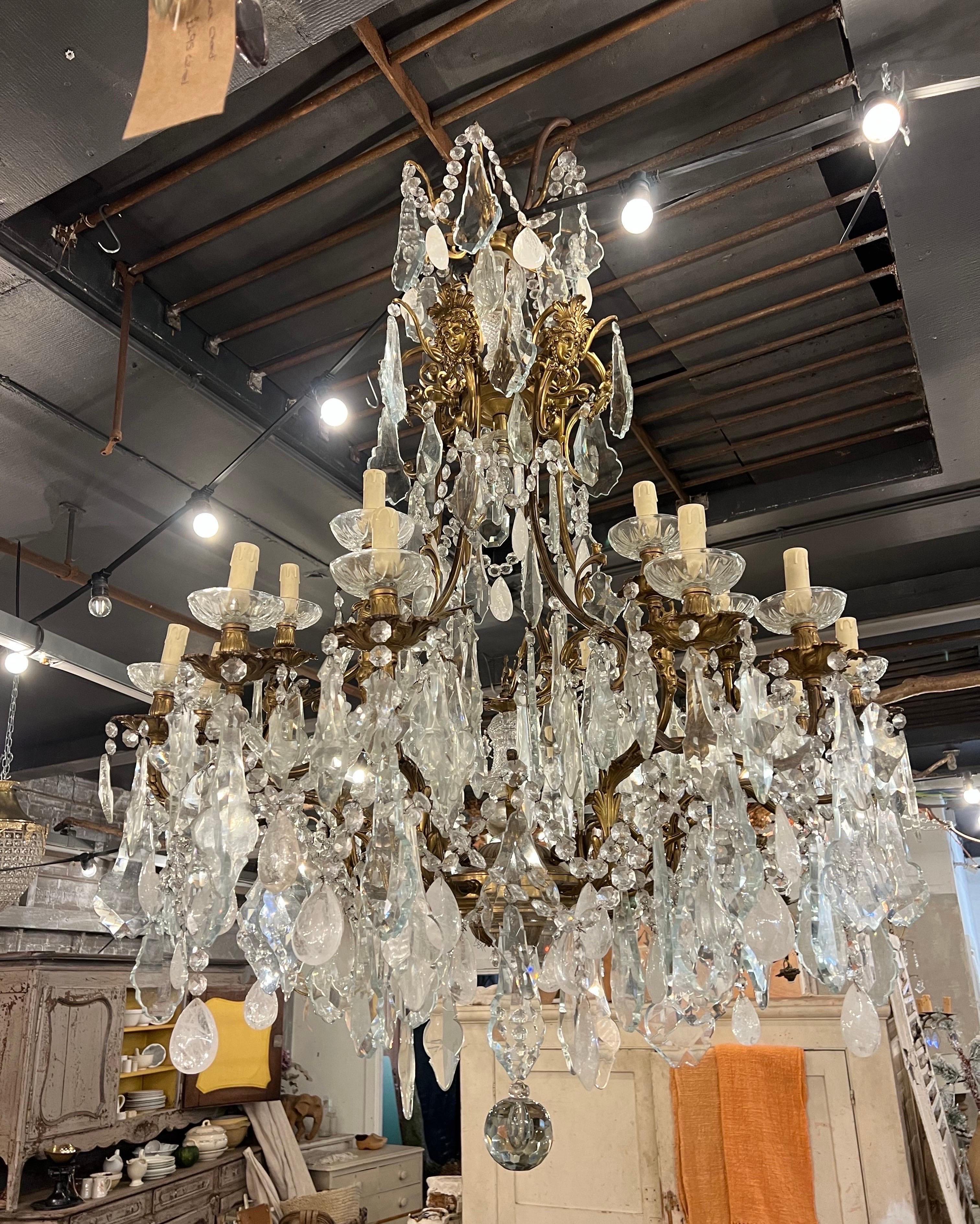 Glass Stunning, 19thC, bronze and rock crystal, 5ft tall French chandelier (pair)
 For Sale