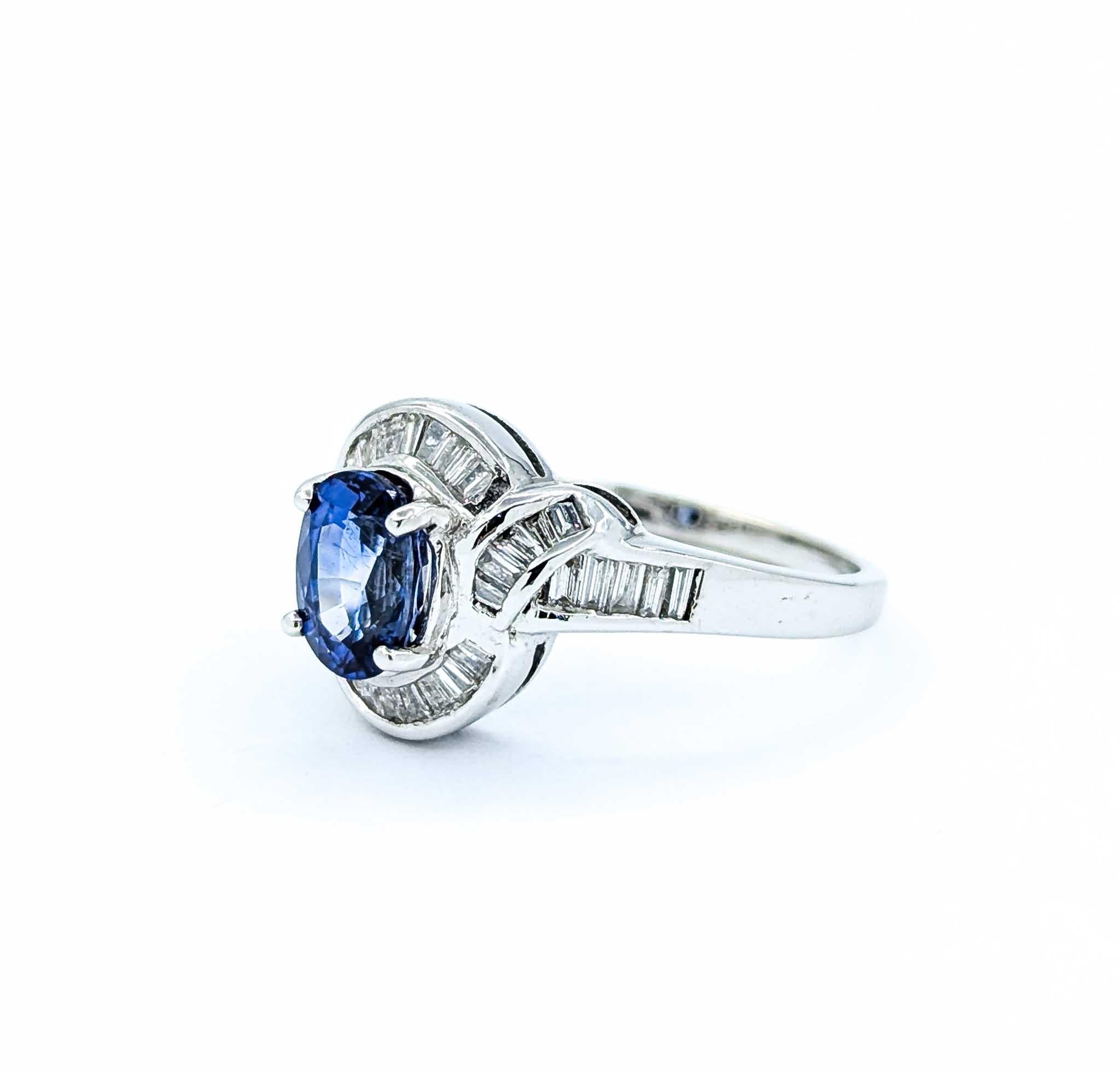 Stunning 1ct Sapphire & Diamond Halo Ring in White Gold For Sale 5