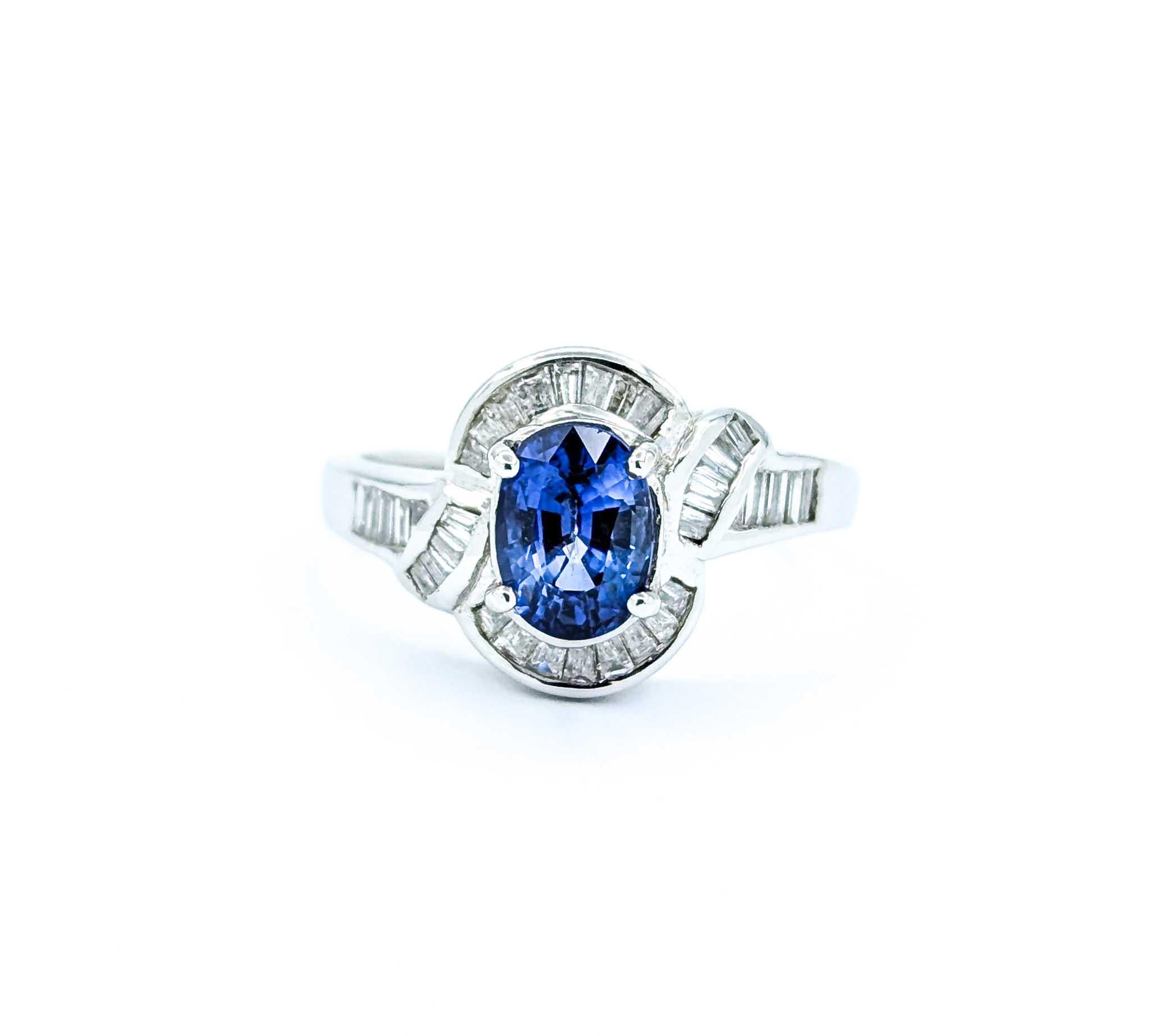 Stunning 1ct Sapphire & Diamond Halo Ring in White Gold For Sale 6