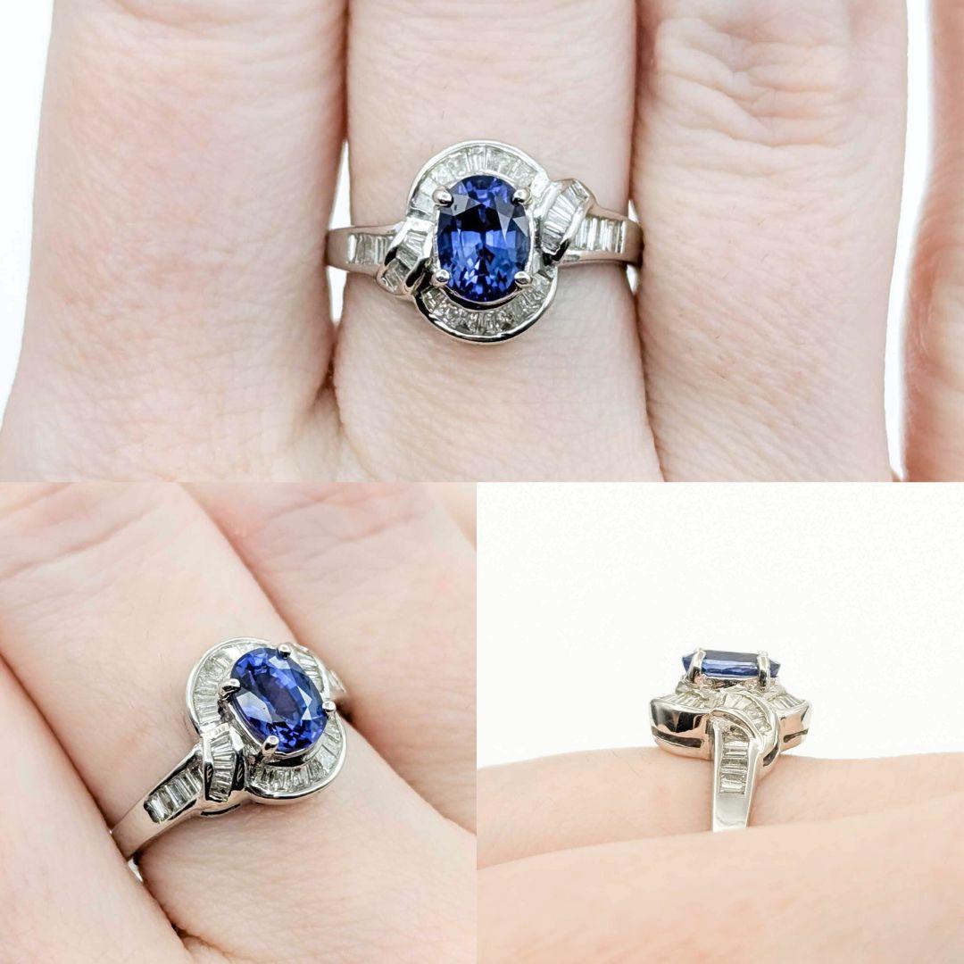 Stunning 1ct Sapphire & Diamond Halo Ring in White Gold
Introducing our stunning Sapphire & Diamond Ring, expertly crafted in 18k White Gold. This radiant piece features a 1.00ct Oval Blue Sapphire, further enhanced by .44ctw in shimmering baguette