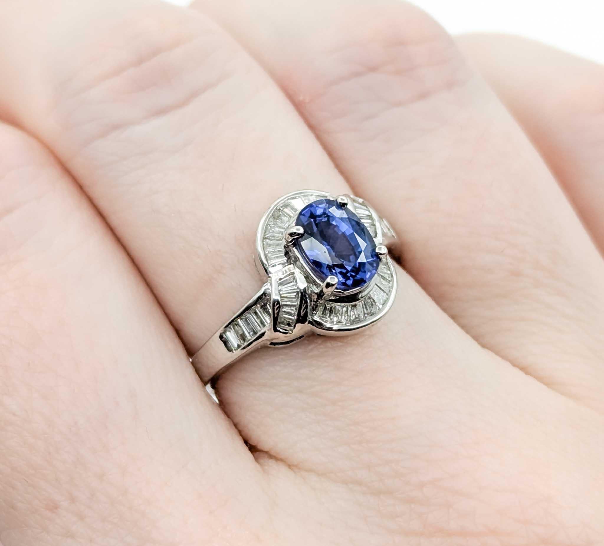 Oval Cut Stunning 1ct Sapphire & Diamond Halo Ring in White Gold For Sale