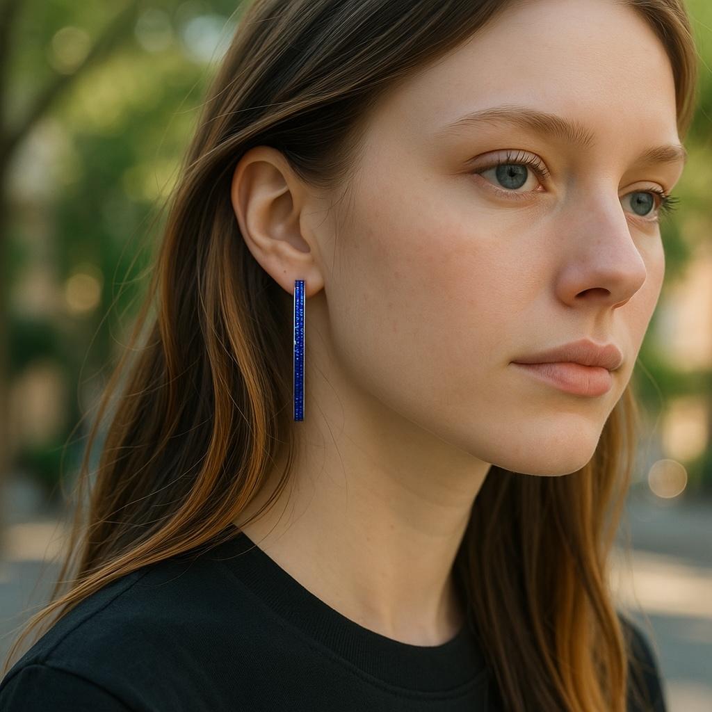 Square Cut Stunning 2 Inch Hoop Gold Earrings Meticulously Crafted Square Shaped Sapphires For Sale