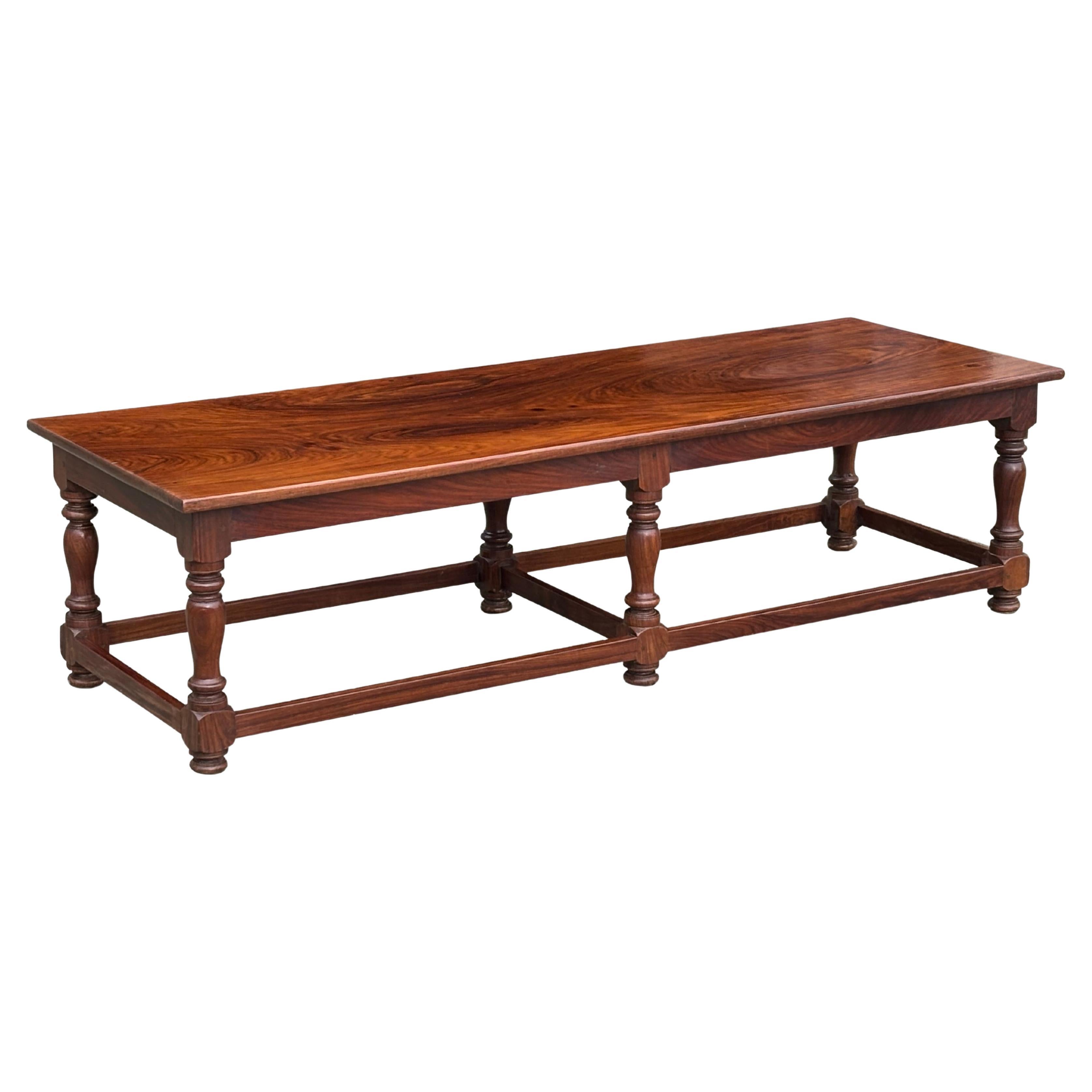 Stunning 2 Meter Long Coffee Table in Solid Polished Teak For Sale