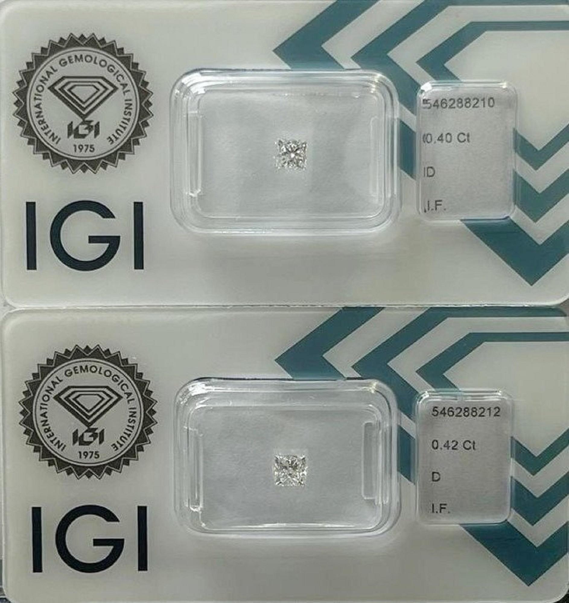 Stunning 2 Pcs Natural Diamonds with 0.82 Total Ct D IF, IGI Certificate 1