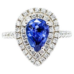 Stunning 2.00ct Sapphire & Diamond Cocktail Ring - 18K White Gold