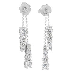 Stunning 2.01ct Diamonds Drop Earrings in 18k White Gold - IGI Certified