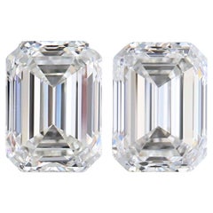 Stunning 2.01ct Double Excellent Ideal Cut Emerald Cut Pair of Diamonds - GIA