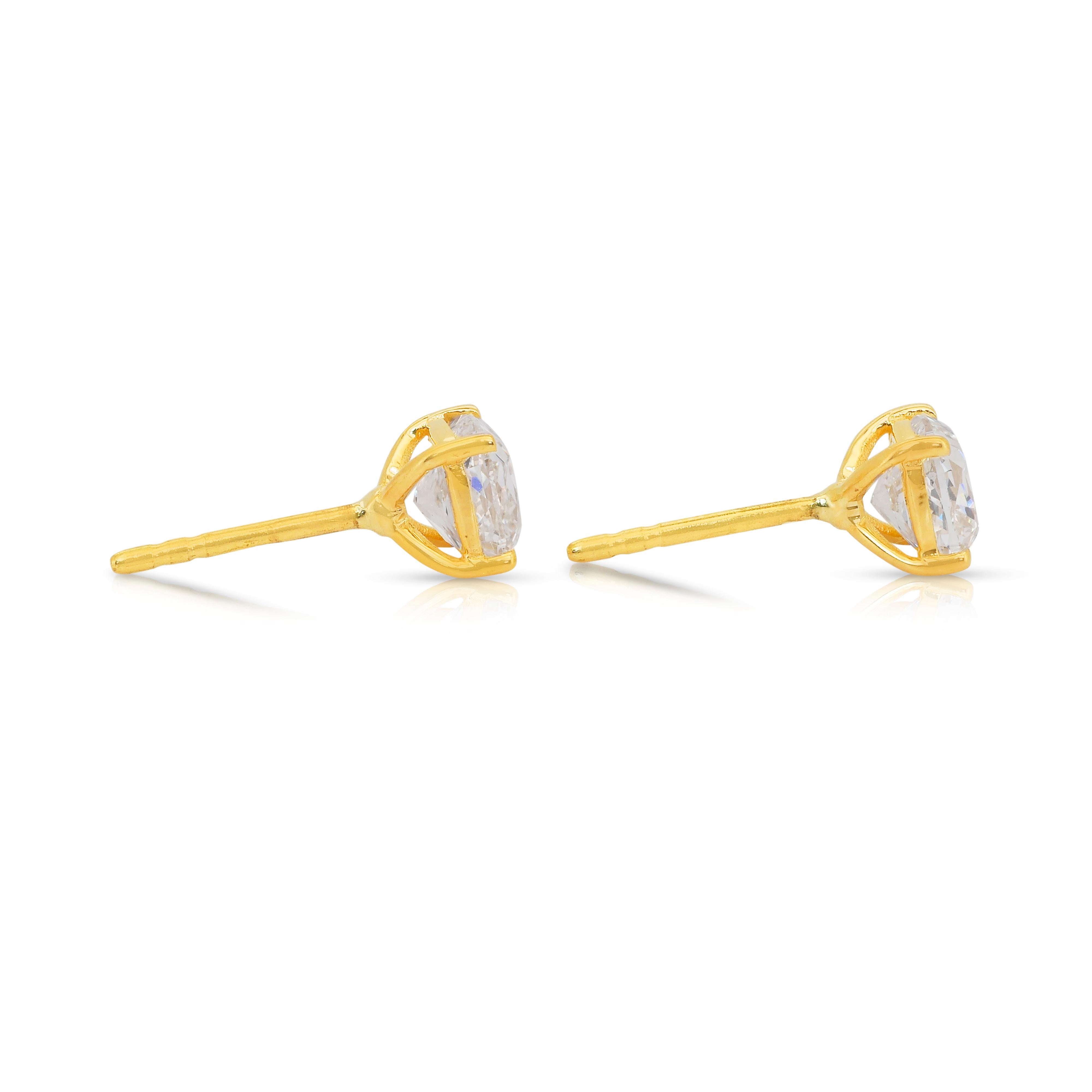 Boucles d'oreilles en or jaune 18k avec 2.02ct de diamants - IGI Certified en vente 2
