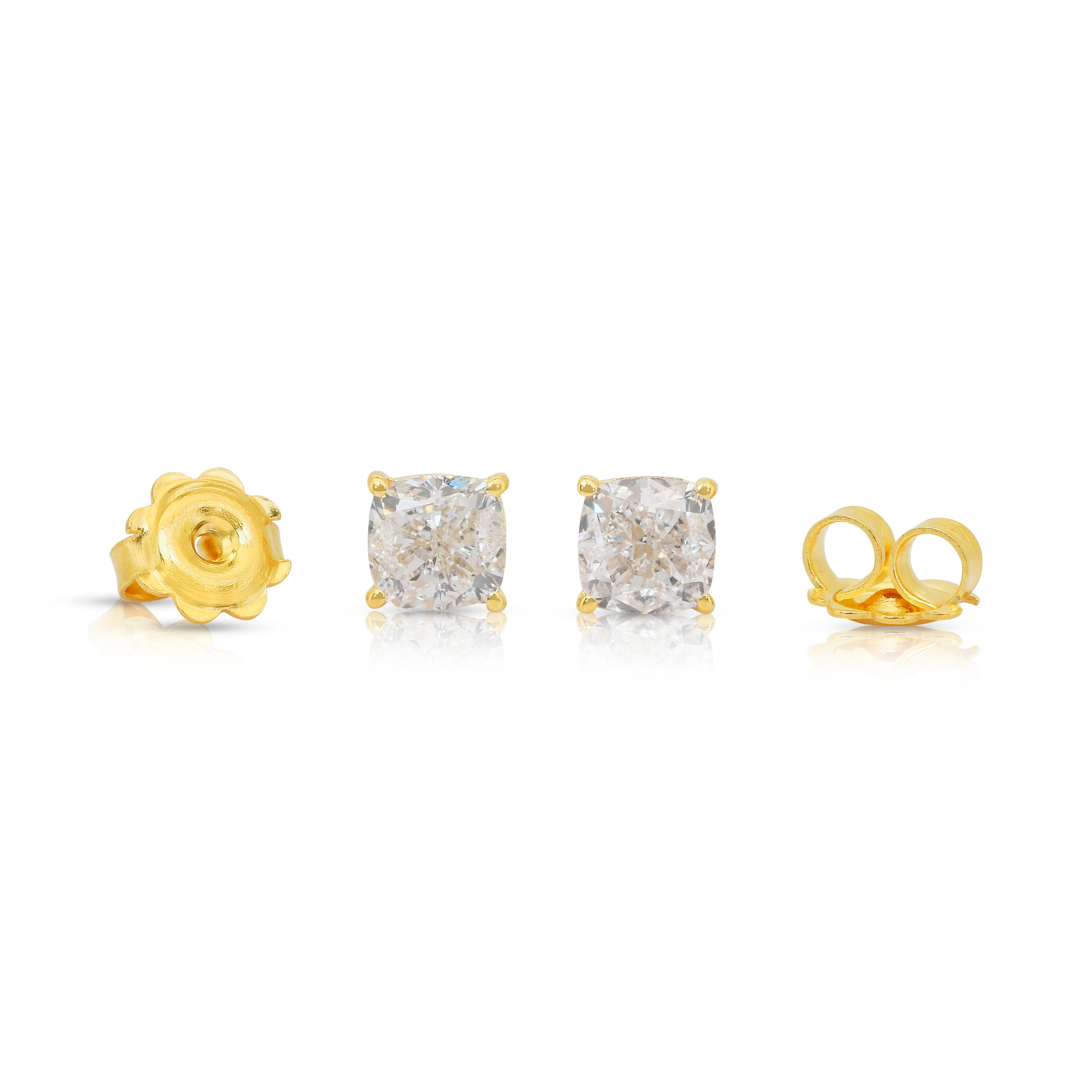 Boucles d'oreilles en or jaune 18k avec 2.02ct de diamants - IGI Certified en vente 4