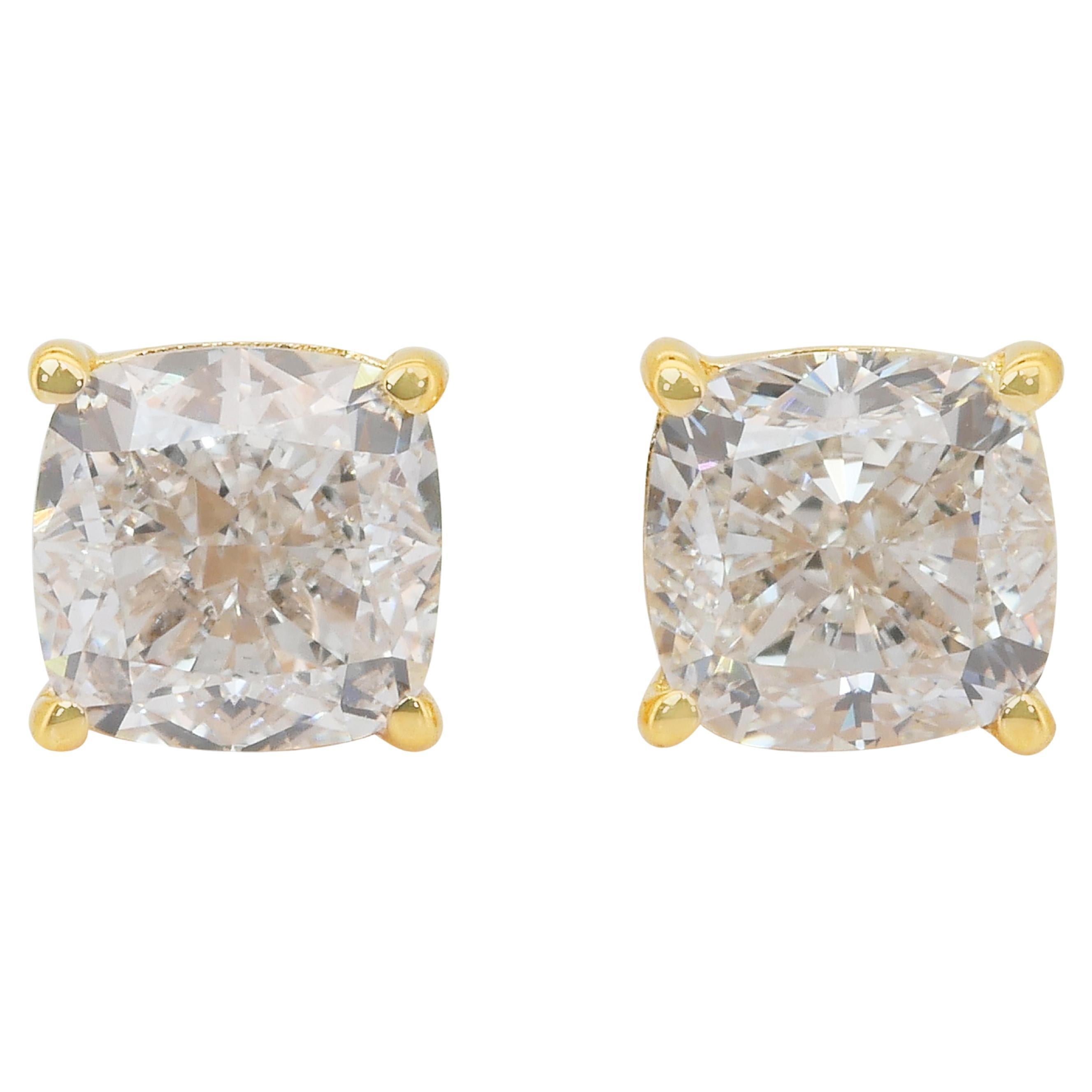 Boucles d'oreilles en or jaune 18k avec 2.02ct de diamants - IGI Certified